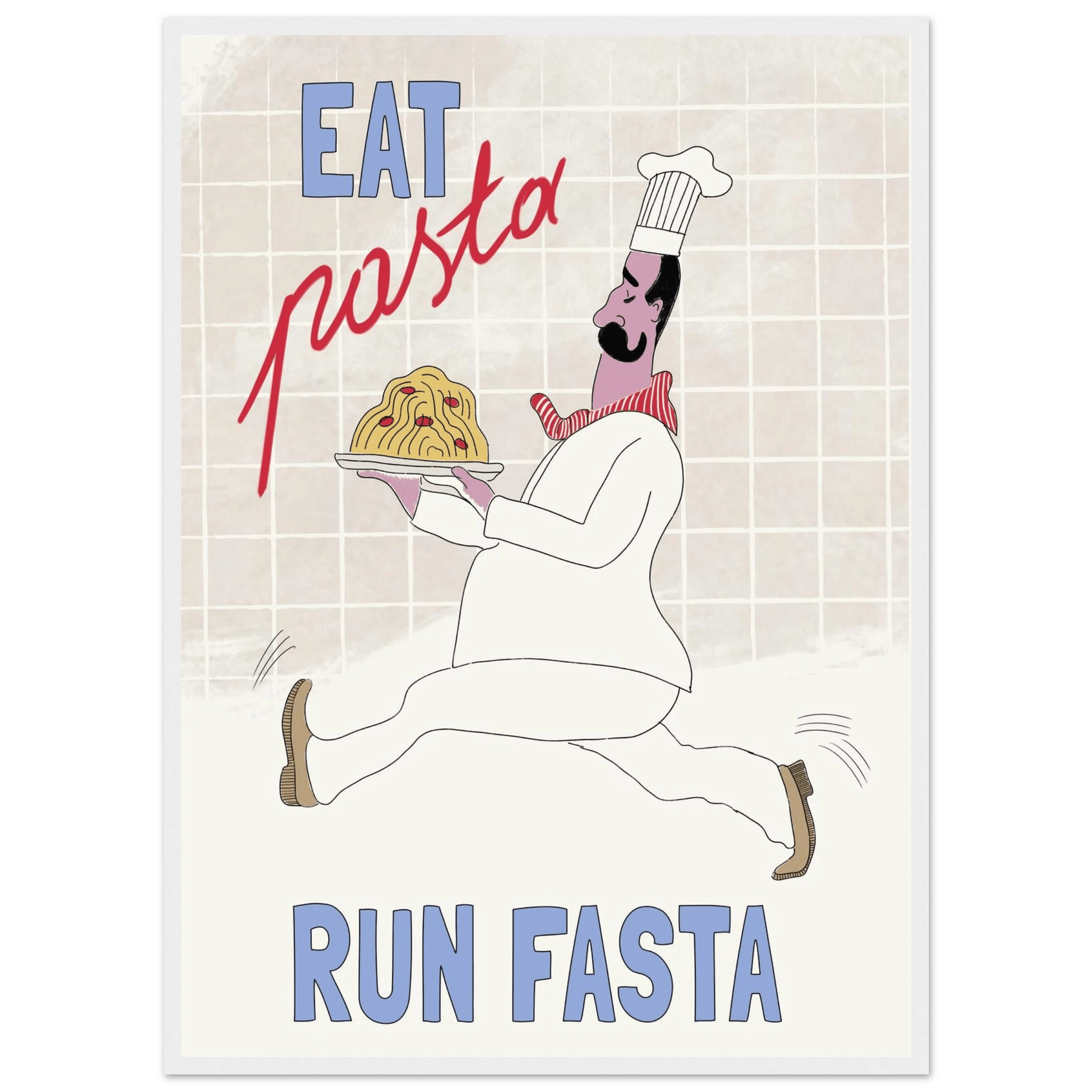 Eat Pasta Run Fasta Poster – Fun Kitchen Wall Art Print (Digital & Printed Options) - Evergreen Posters