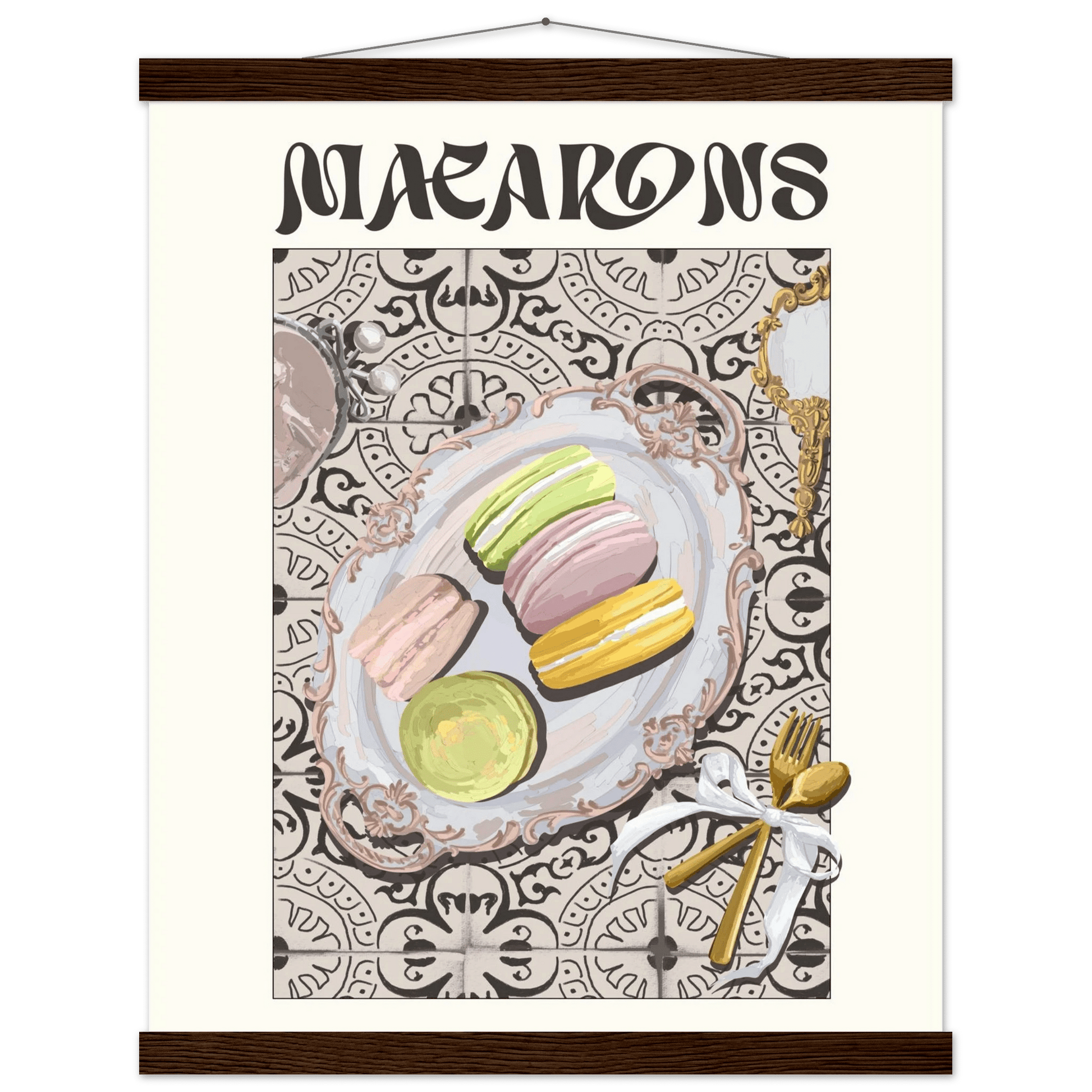 Macarons Poster – Playful French Patisserie Kitchen Wall Art Print (Digital & Printed Options) - Evergreen Posters