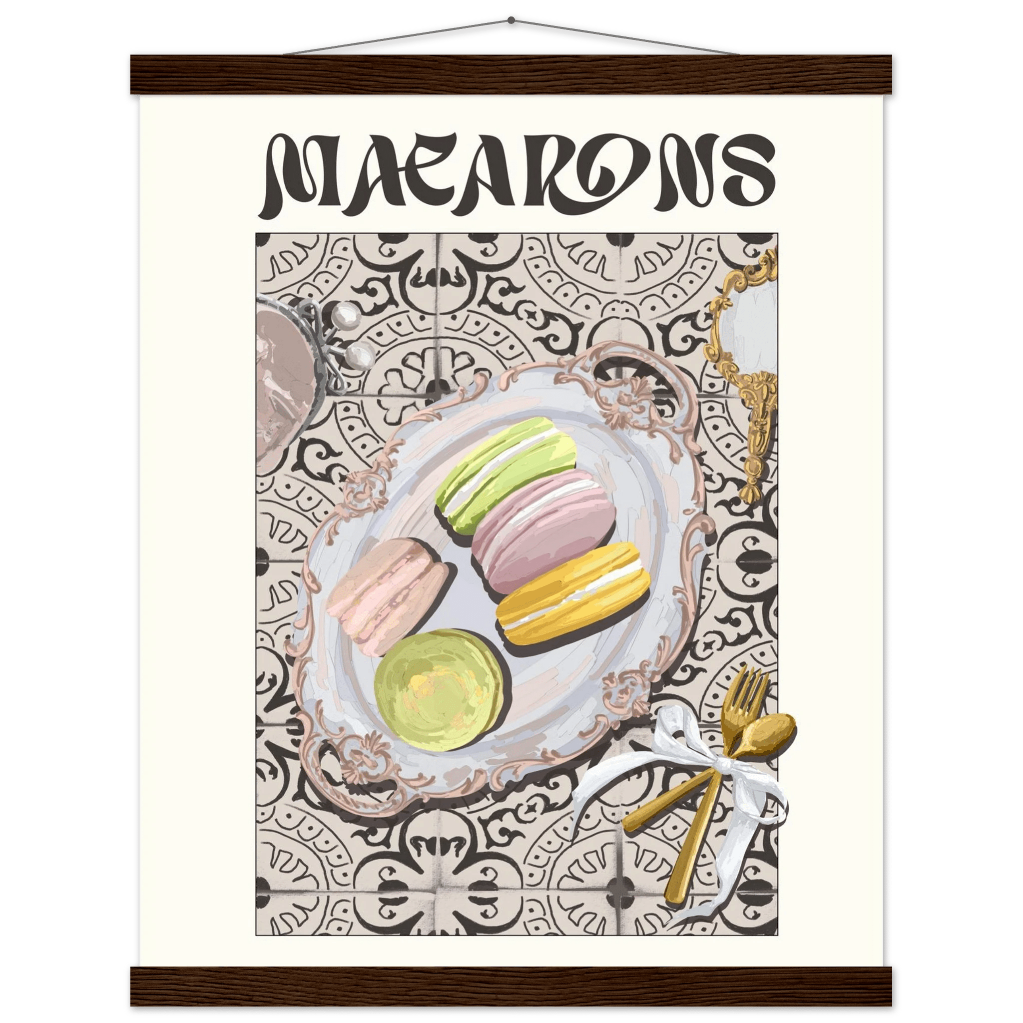 Macarons Poster – Playful French Patisserie Kitchen Wall Art Print (Digital & Printed Options) - Evergreen Posters
