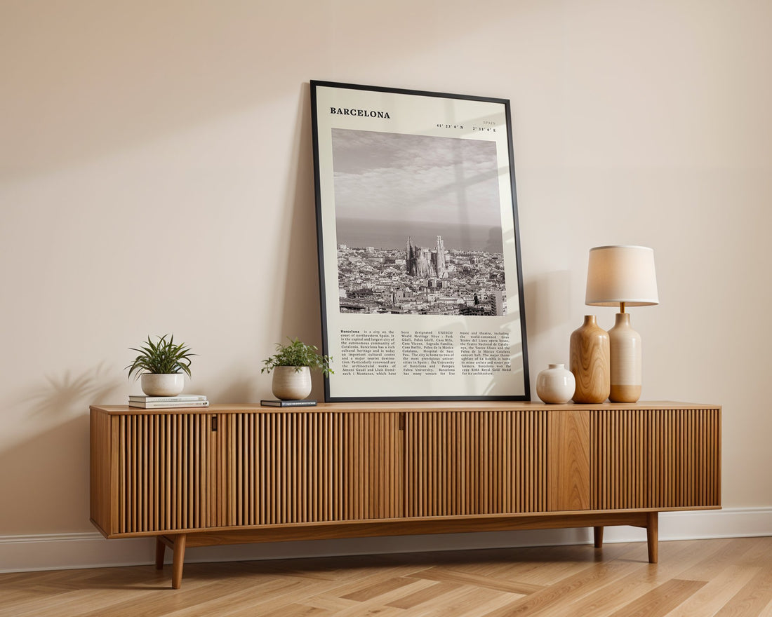 Barcelona Poster | Black & White Sagrada Familia Wall Art | Spain Travel Print - Evergreen Posters