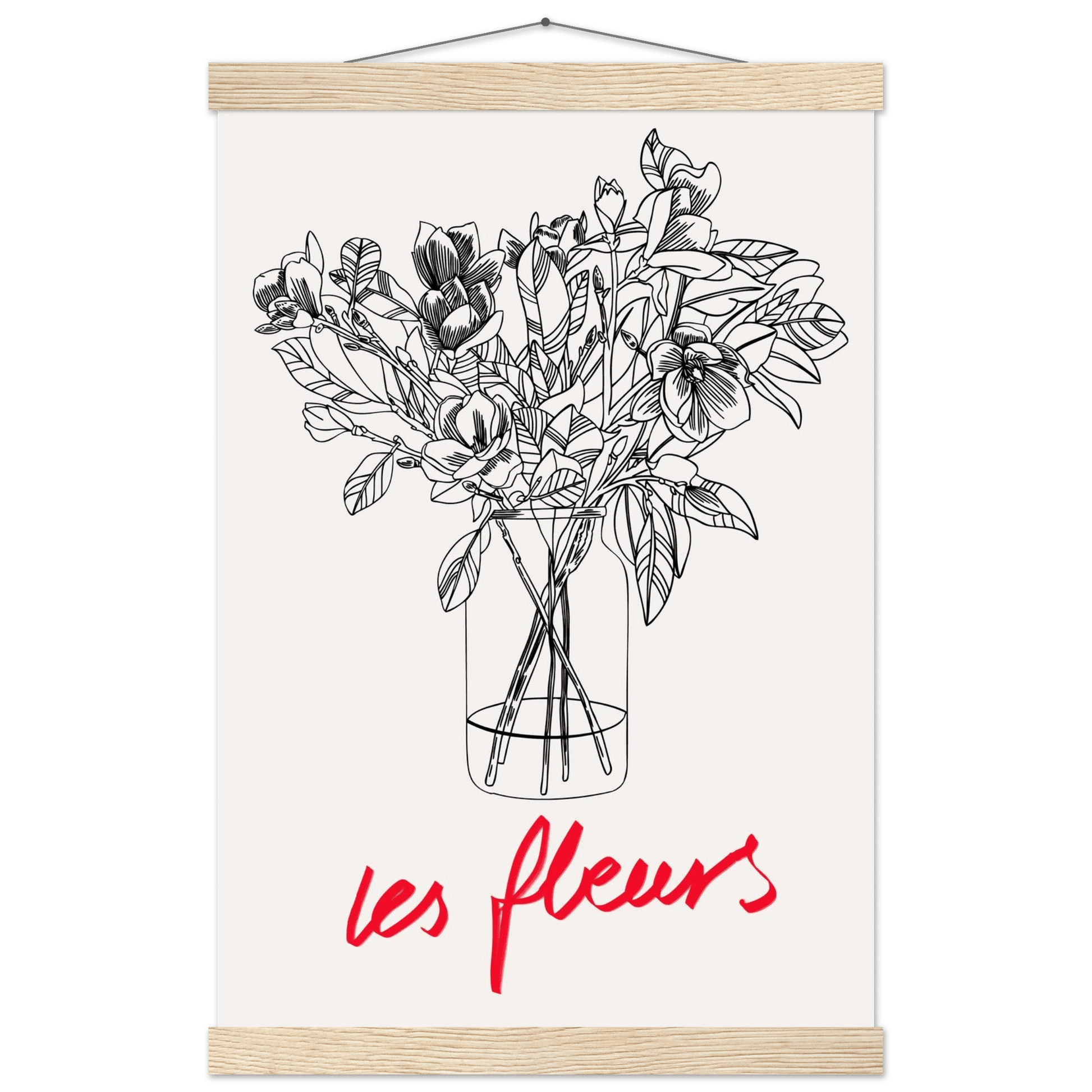 Les Fleurs Botanical Poster | French Flower Line Art Print | Minimalist Floral Wall Decor - Evergreen Posters