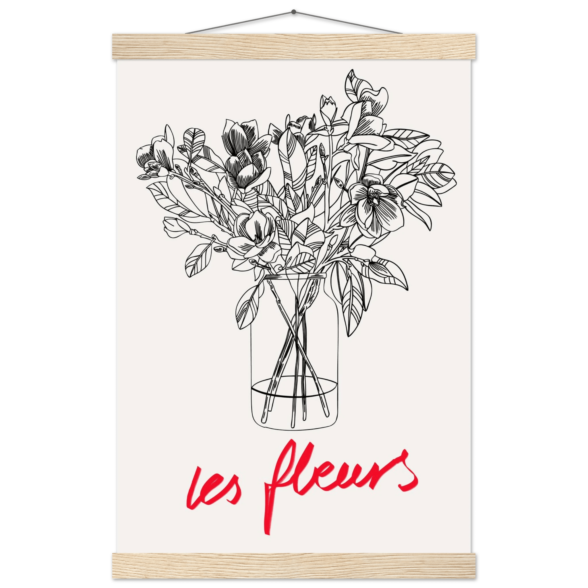 Les Fleurs Botanical Poster | French Flower Line Art Print | Minimalist Floral Wall Decor - Evergreen Posters