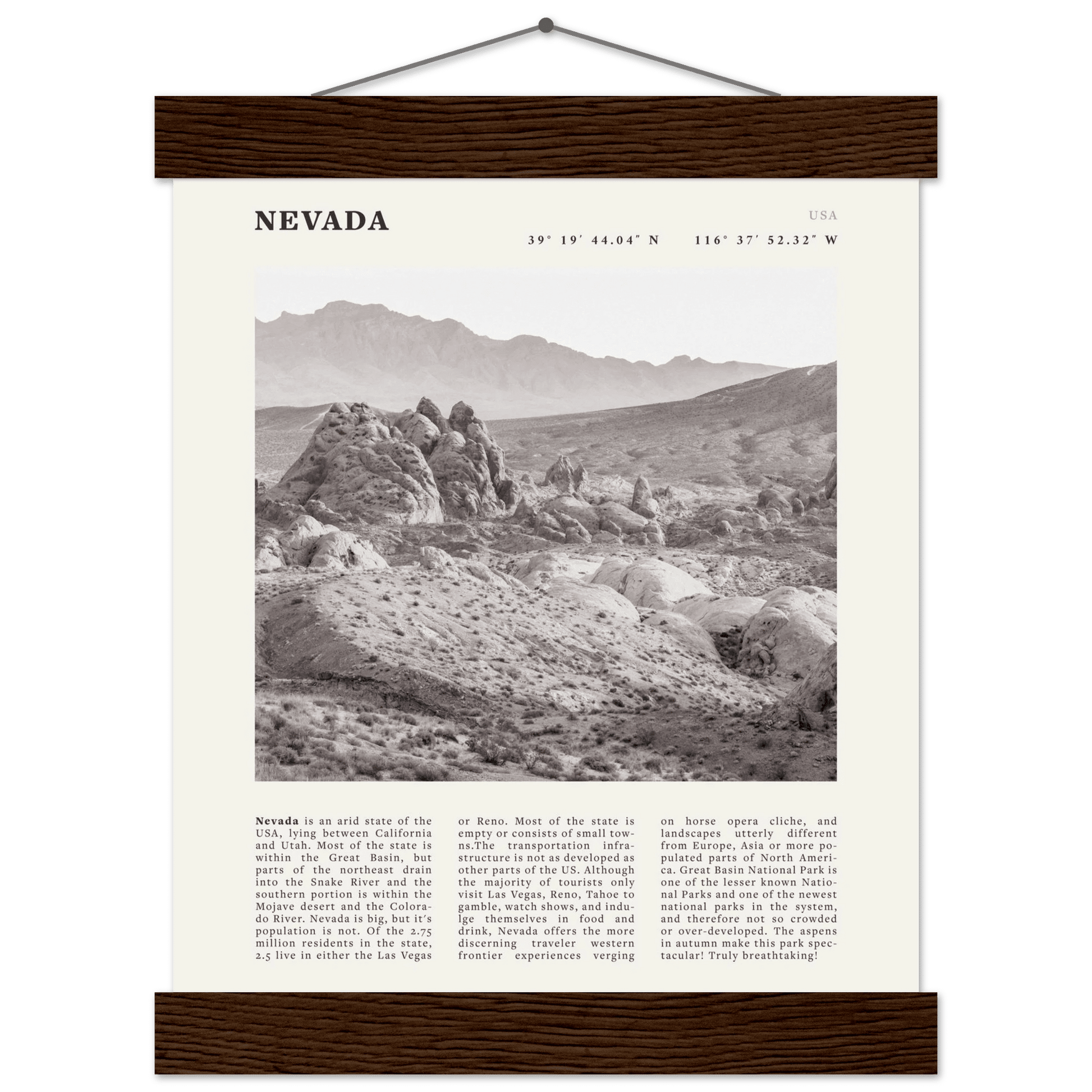 Nevada Poster | Black & White Desert Landscape Wall Art | USA Travel Print Decor - Evergreen Posters