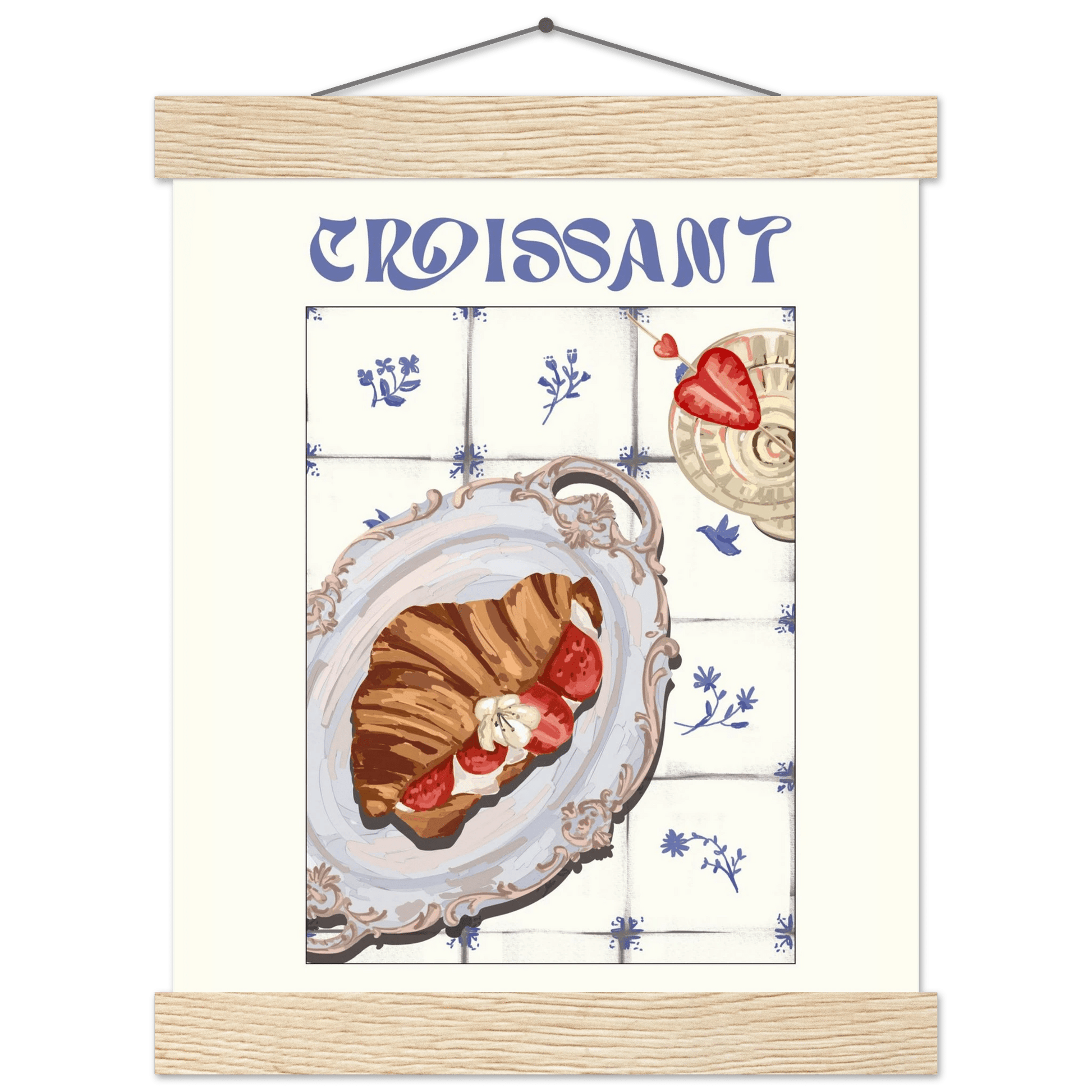 Croissant Poster – Charming French Breakfast Kitchen Wall Art Print (Digital & Printed Options) - Evergreen Posters