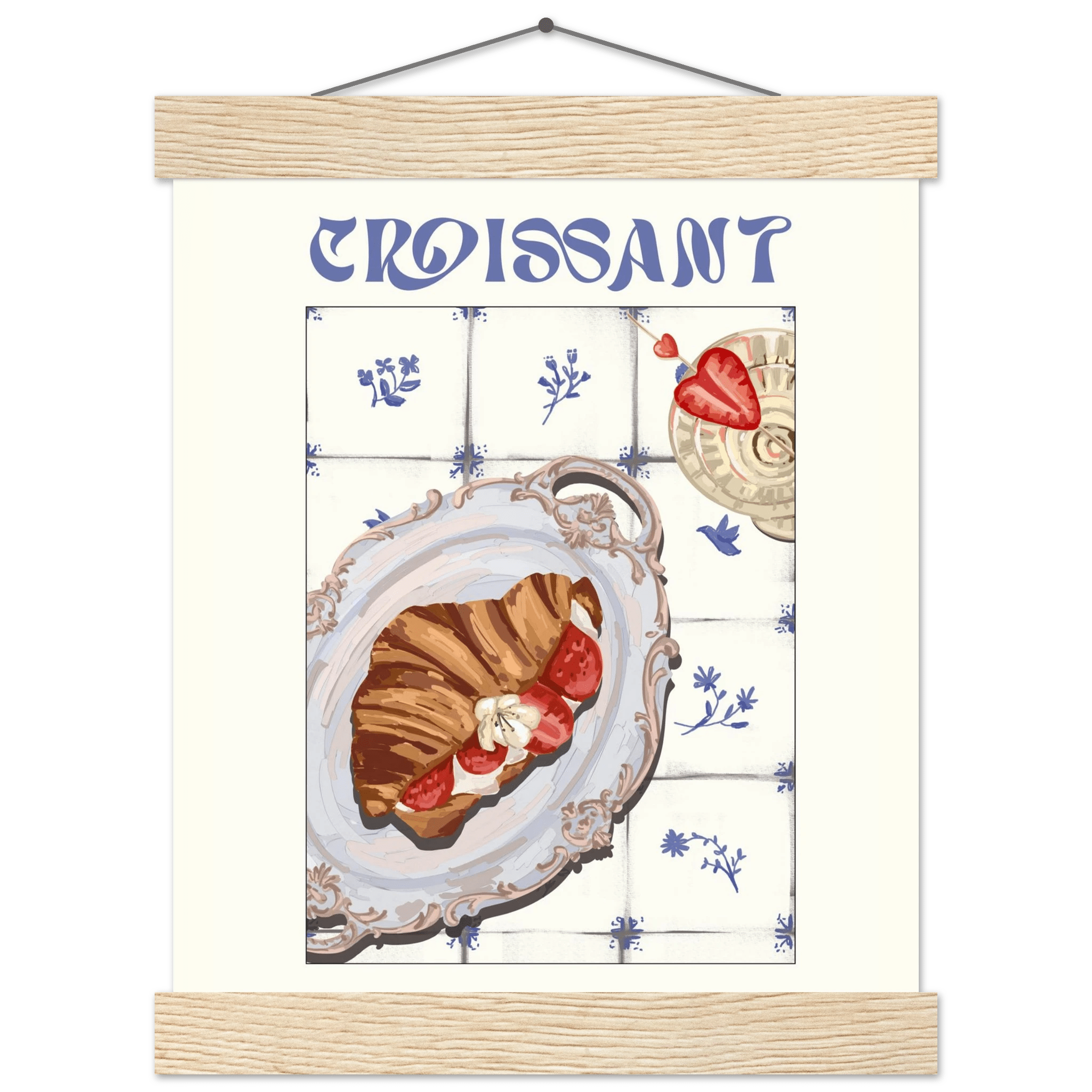 Croissant Poster – Charming French Breakfast Kitchen Wall Art Print (Digital & Printed Options) - Evergreen Posters