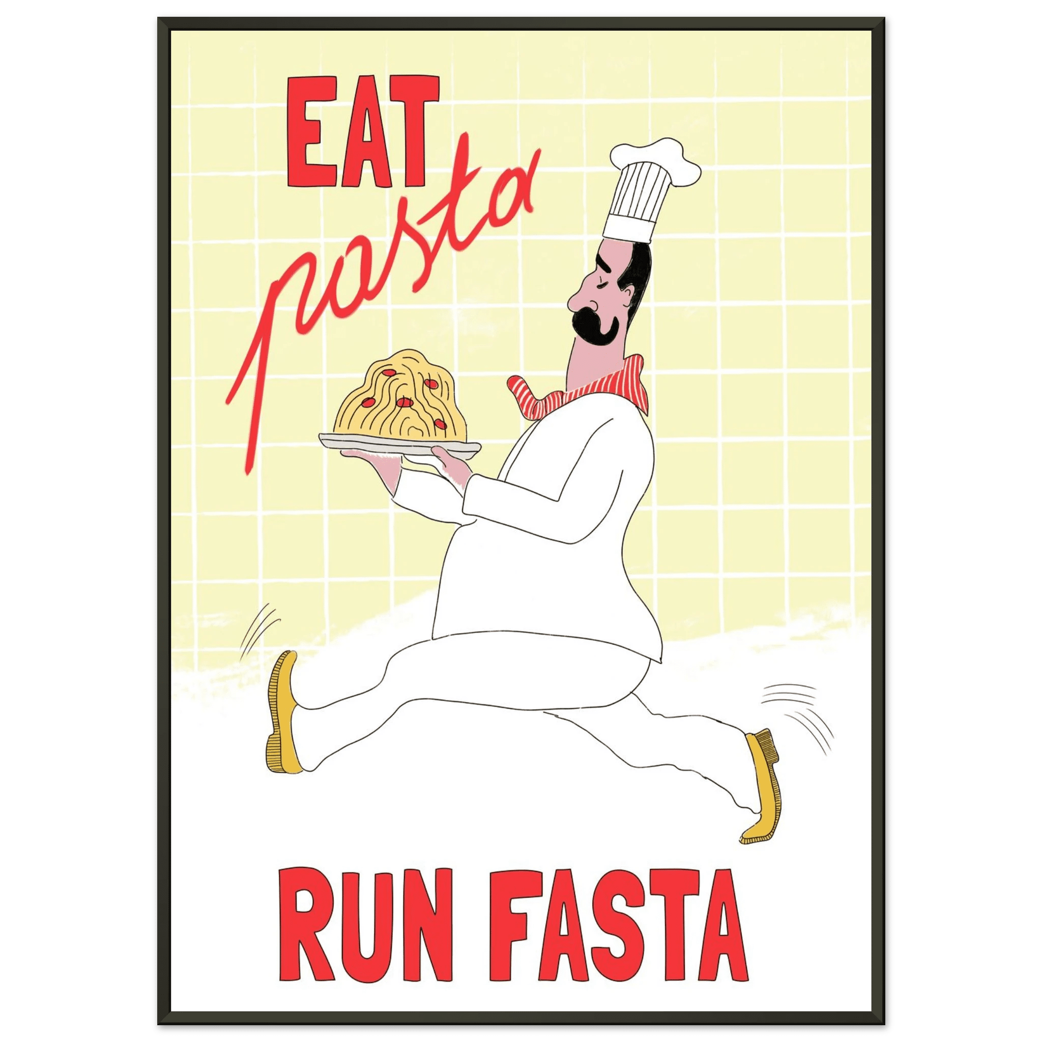 Eat Pasta Run Fasta Poster – Playful Kitchen Wall Art Print (Digital & Printed Options) - Evergreen Posters