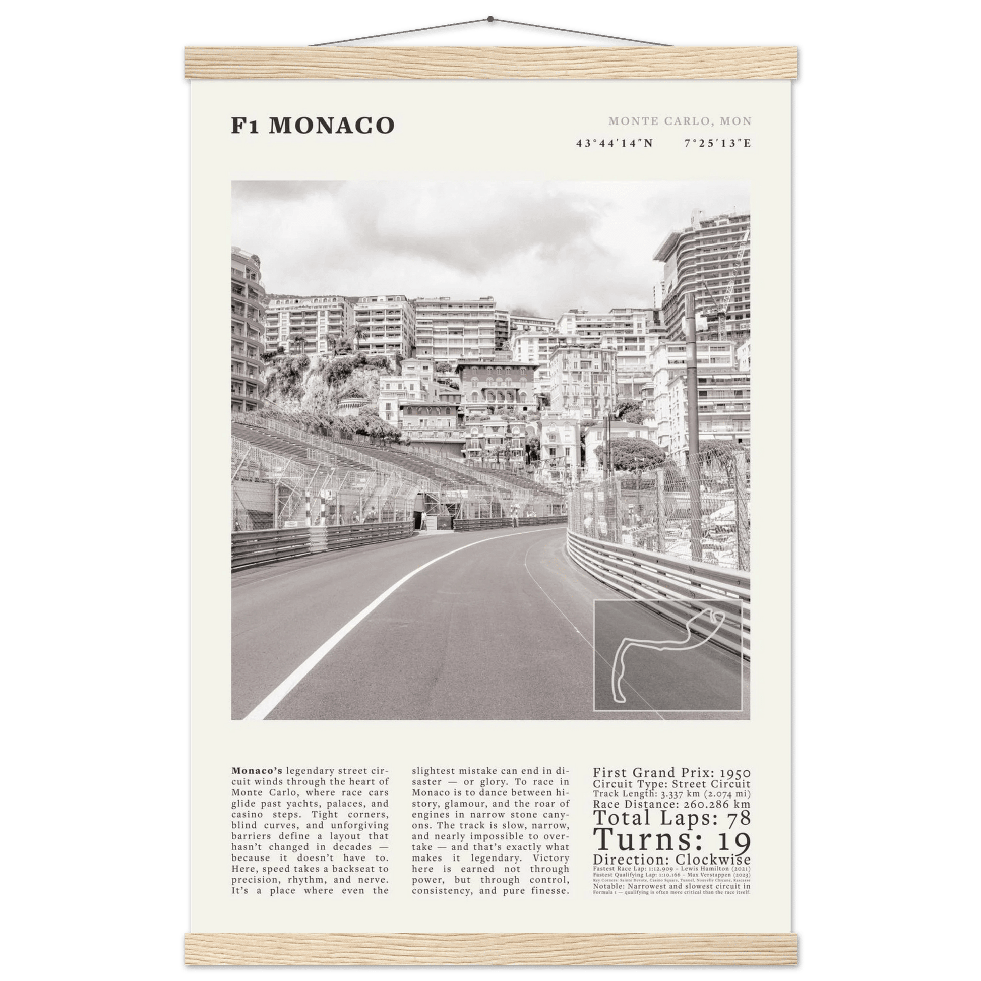 F1 Monaco Poster Black and White – Vintage Monte Carlo Street Circuit Print (Digital & Printed Options) - Evergreen Posters