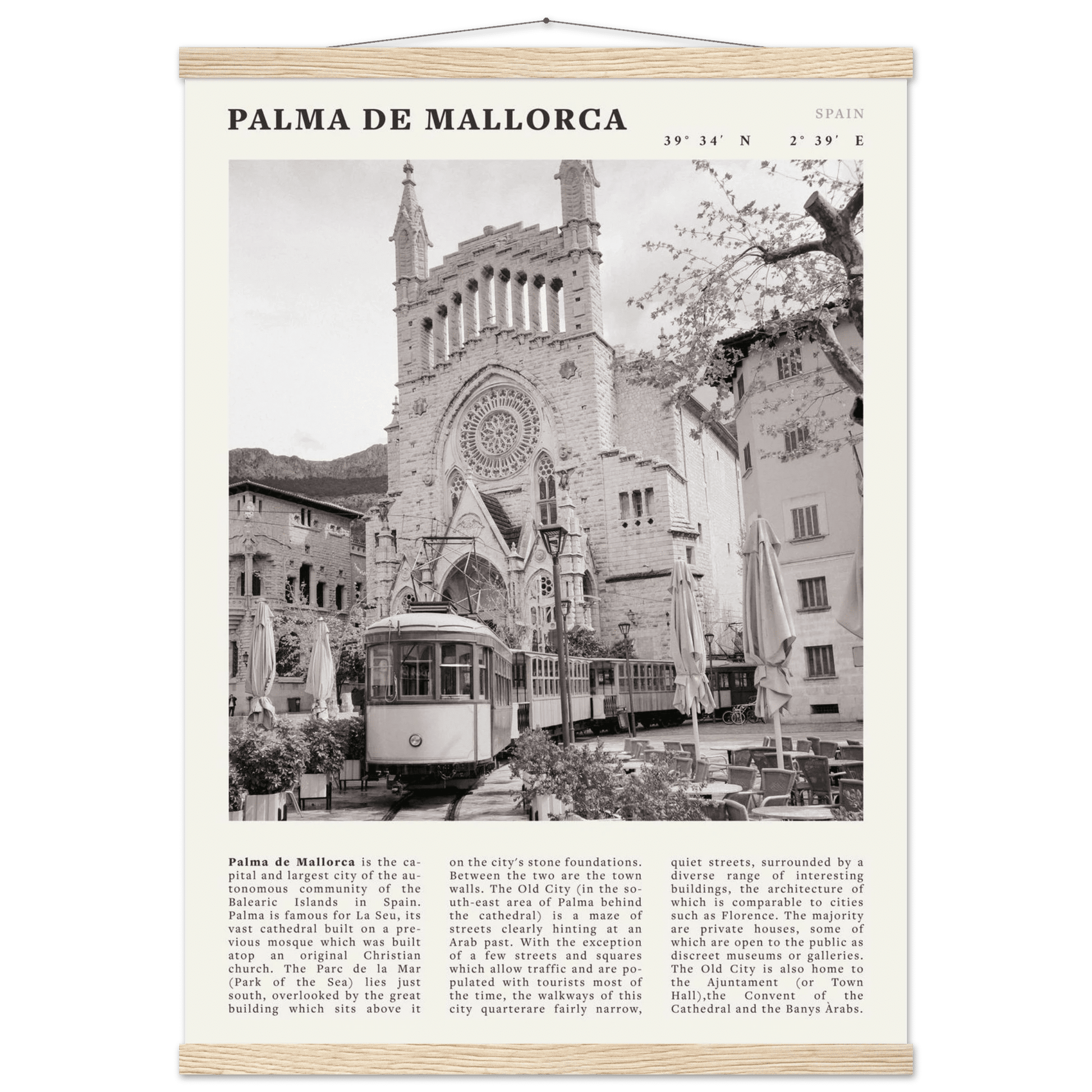 Palma de Mallorca Poster | Black & White Spain Wall Art | Travel Print | Mediterranean Decor - Evergreen Posters