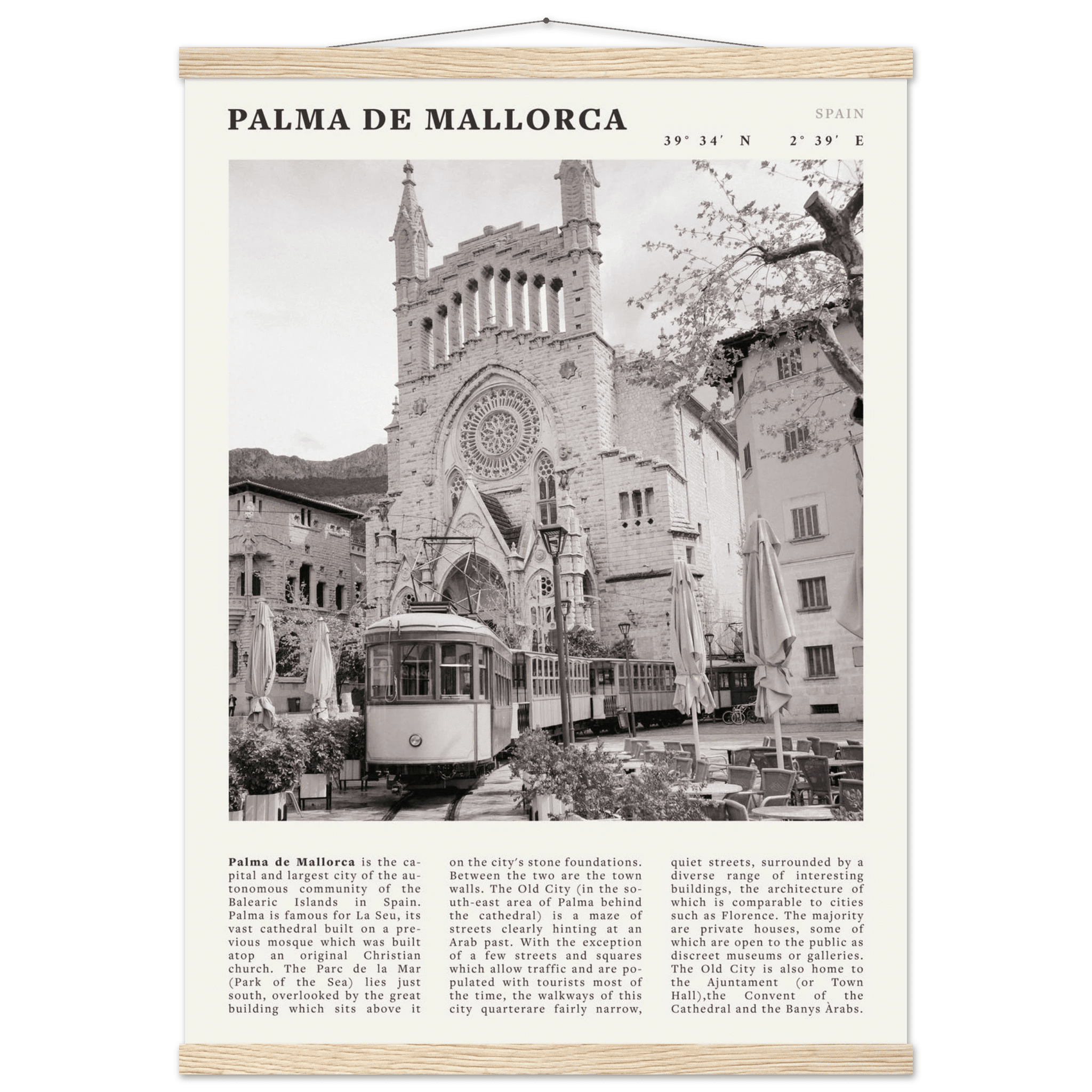 Palma de Mallorca Poster | Black & White Spain Wall Art | Travel Print | Mediterranean Decor - Evergreen Posters