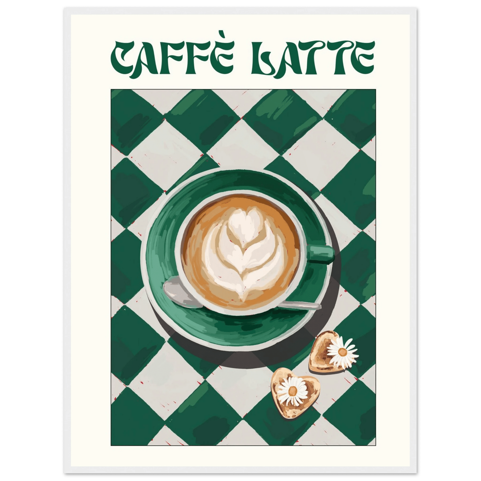 Caffè Latte Poster – Playful Coffee Kitchen Wall Art Print (Digital & Printed Options) - Evergreen Posters