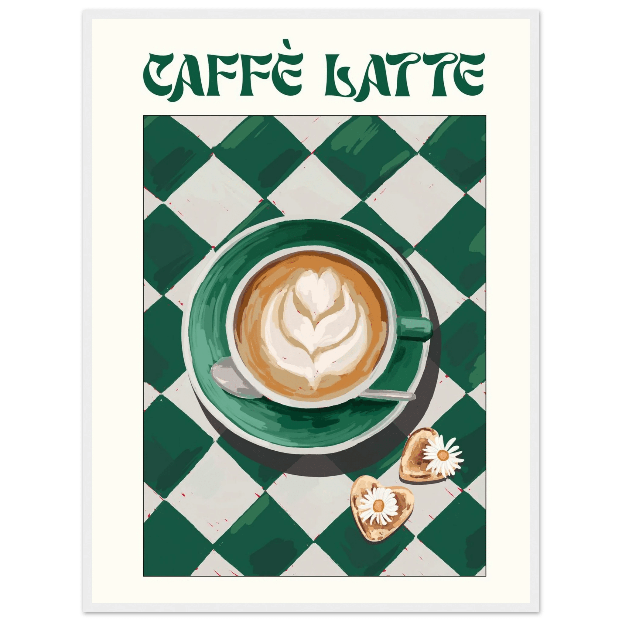 Caffè Latte Poster – Playful Coffee Kitchen Wall Art Print (Digital & Printed Options) - Evergreen Posters