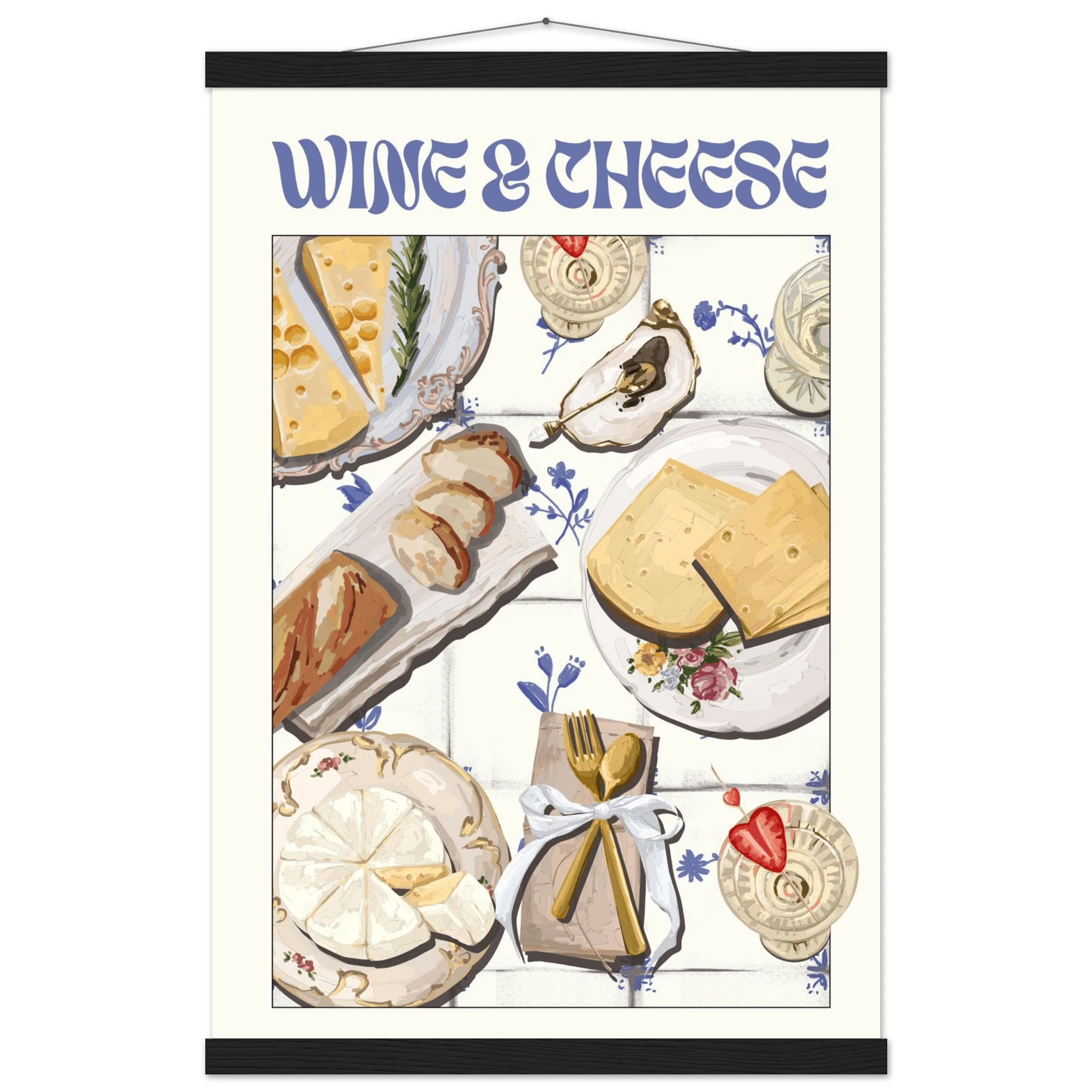 Wine & Cheese Poster – Elegant Kitchen & Dining Wall Art Print (Digital & Printed Options) - Evergreen Posters
