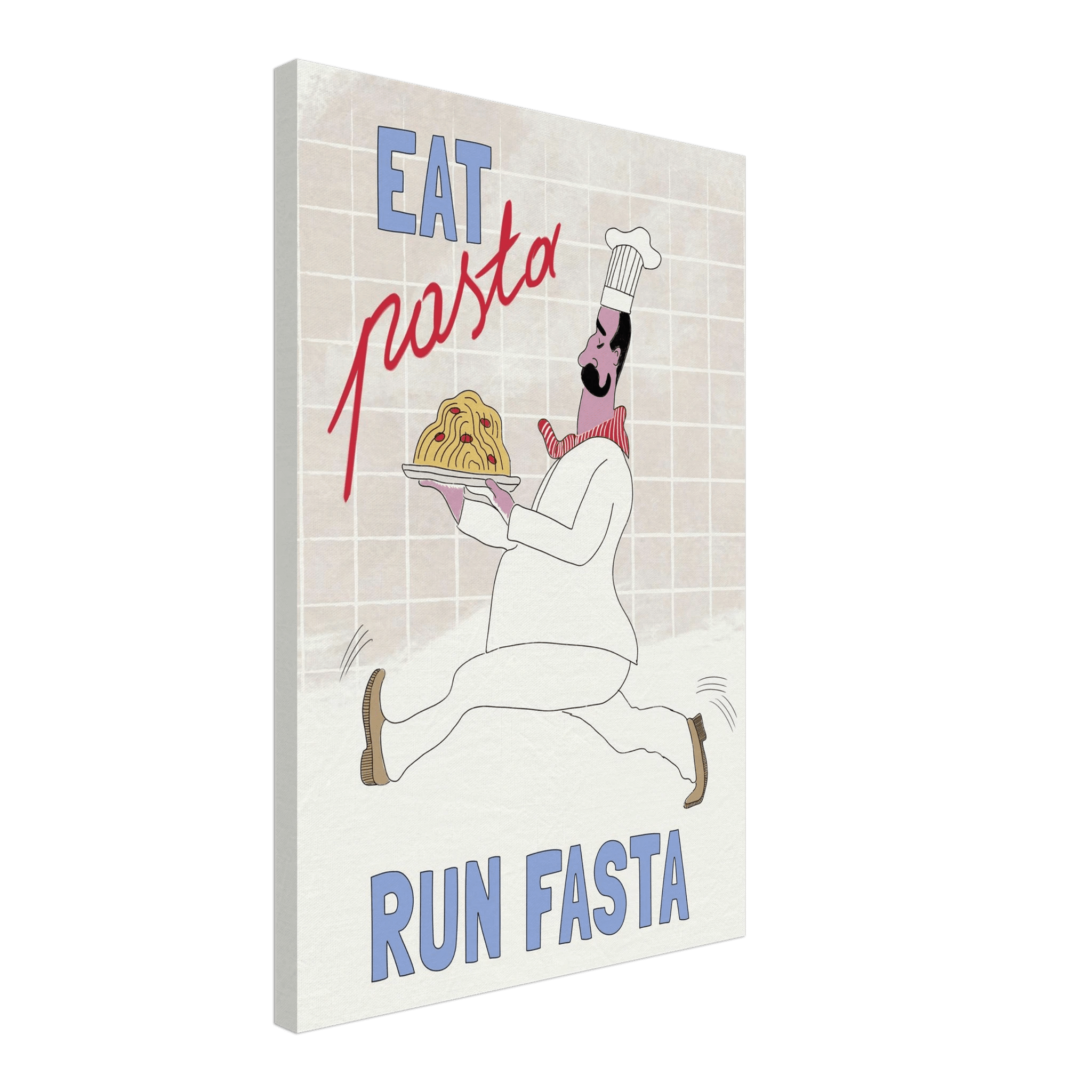 Eat Pasta Run Fasta Poster – Fun Kitchen Wall Art Print (Digital & Printed Options) - Evergreen Posters