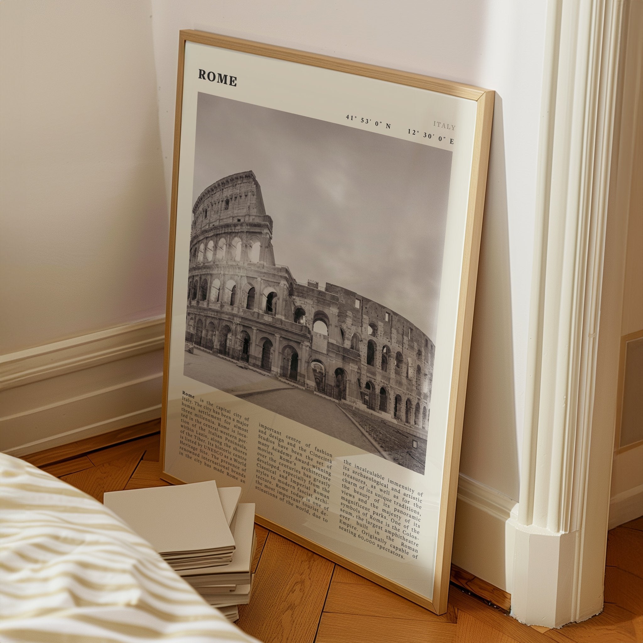 Rome Poster | Black & White Colosseum Wall Art | Italy Travel Print | Roman Decor - Evergreen Posters