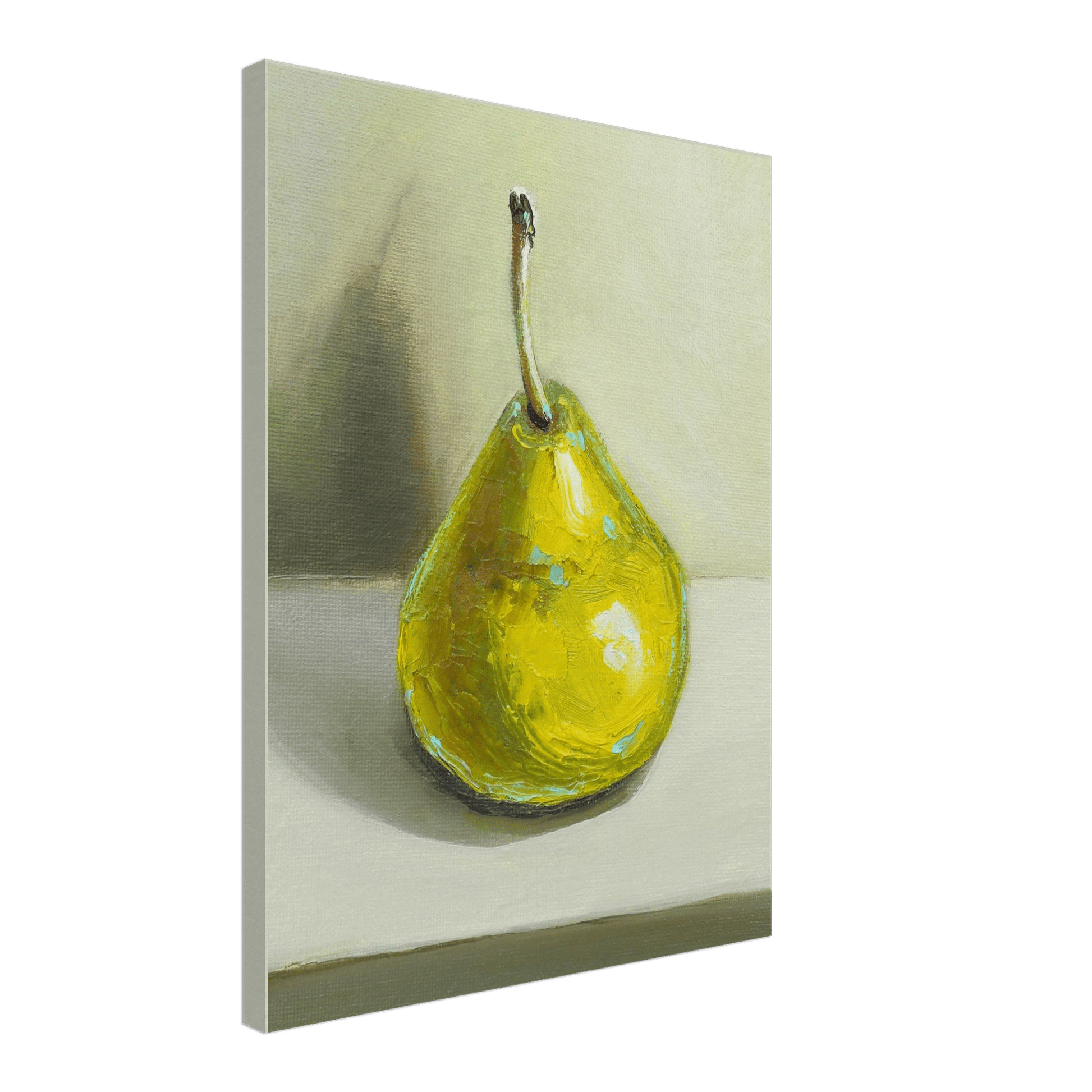 Pear Print | Green Pear Oil Painting Wall Art | Kitchen Poster - Evergreen Posters