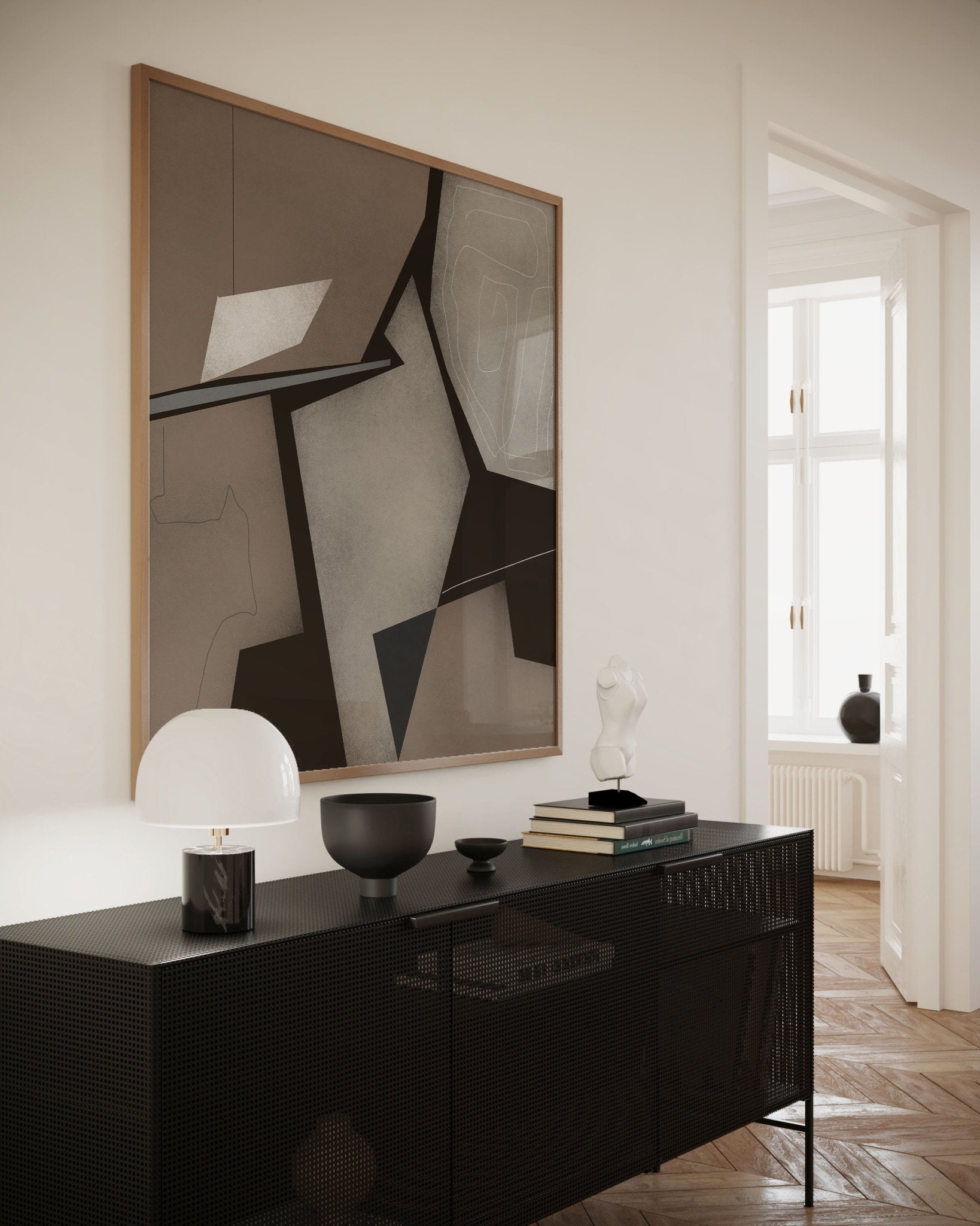 Taupe & Black Geometric Abstract Poster | Modern Square Wall Art | Neutral Decor Print - Evergreen Posters