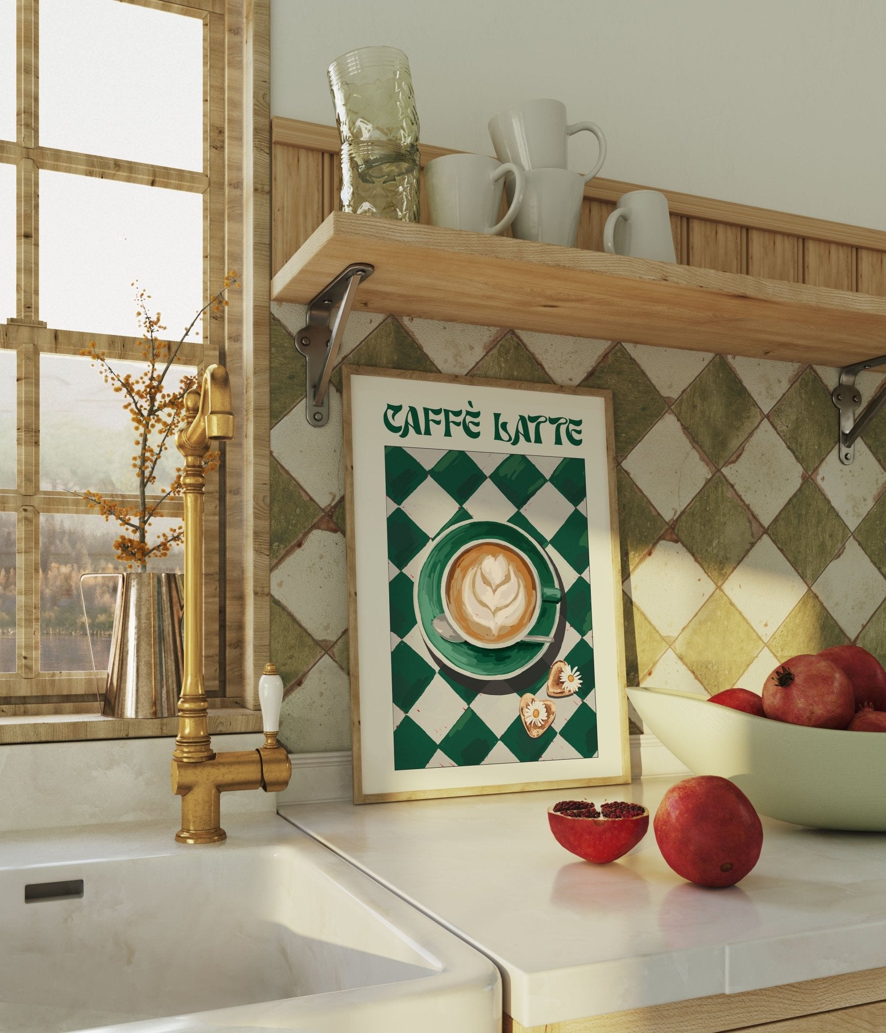 Caffè Latte Poster – Playful Coffee Kitchen Wall Art Print (Digital & Printed Options) - Evergreen Posters