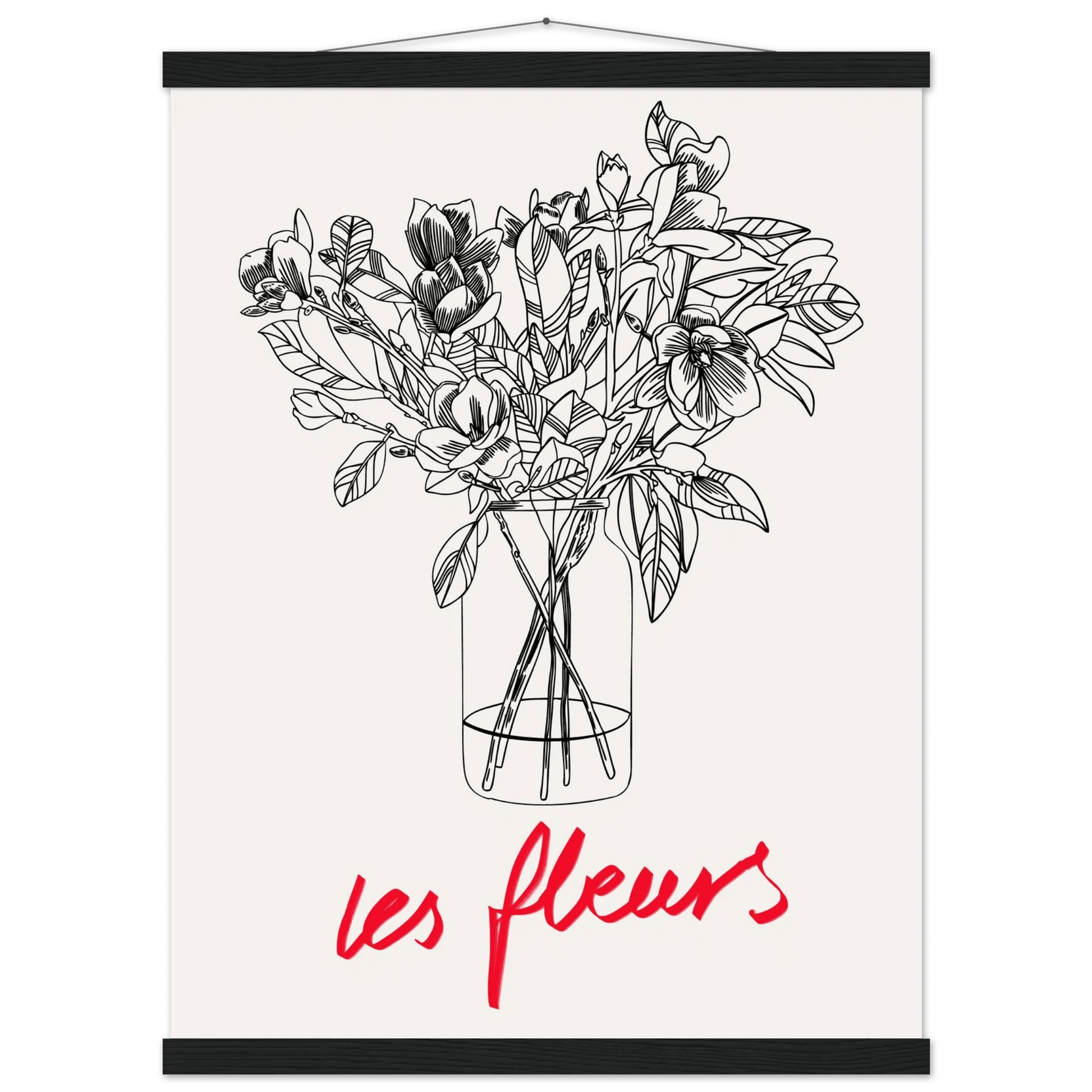 Les Fleurs Botanical Poster | French Flower Line Art Print | Minimalist Floral Wall Decor - Evergreen Posters