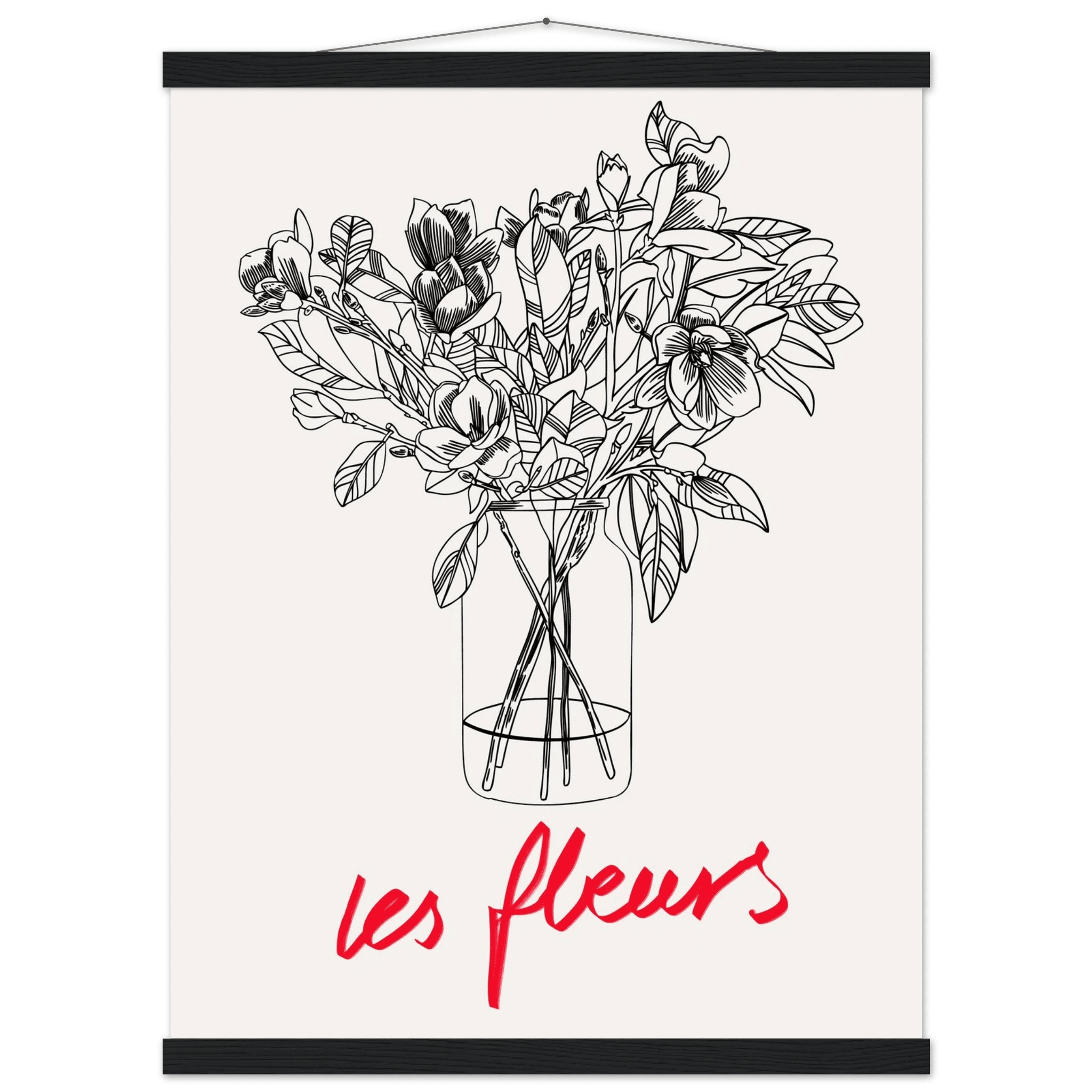 Les Fleurs Botanical Poster | French Flower Line Art Print | Minimalist Floral Wall Decor - Evergreen Posters