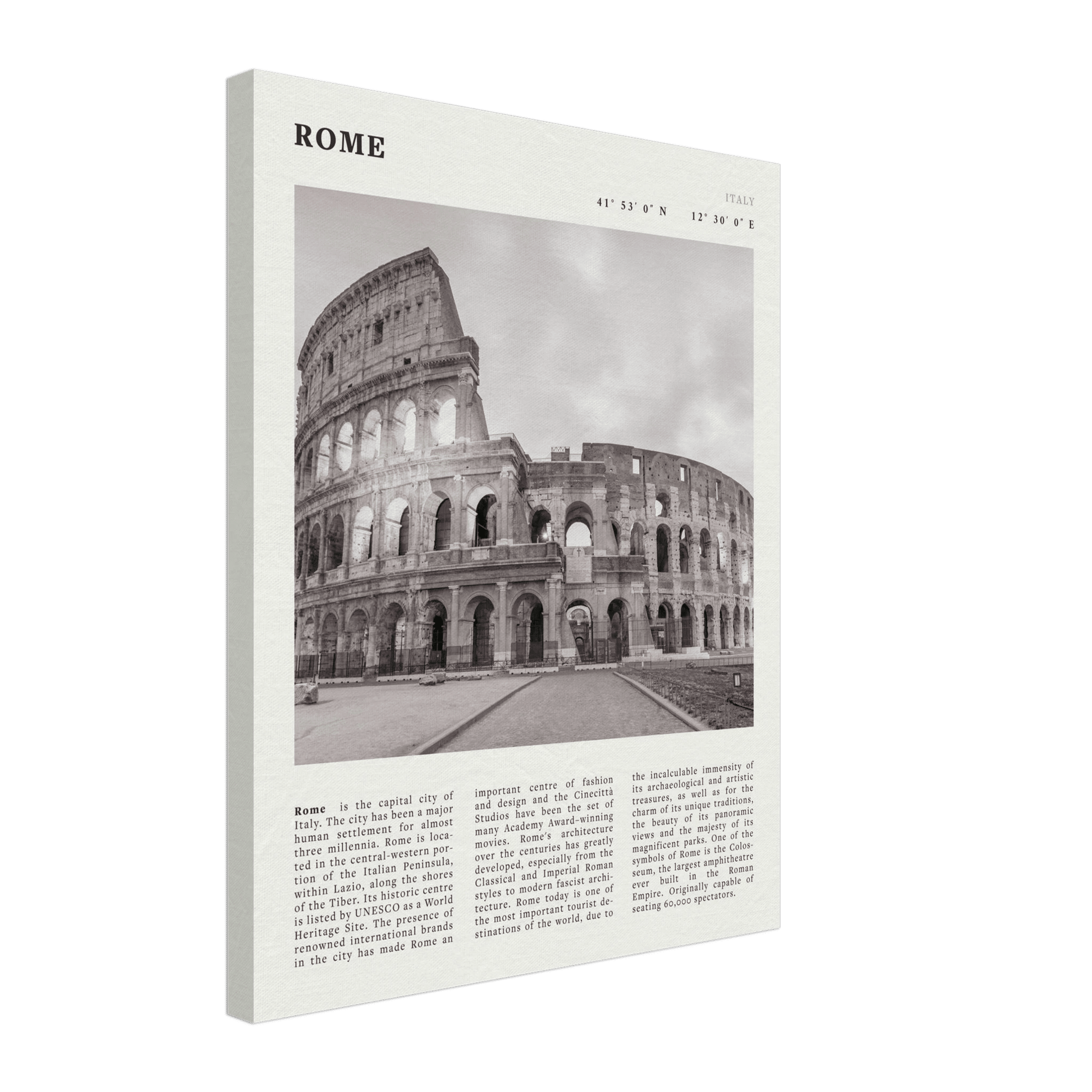 Rome Poster | Black & White Colosseum Wall Art | Italy Travel Print | Roman Decor - Evergreen Posters