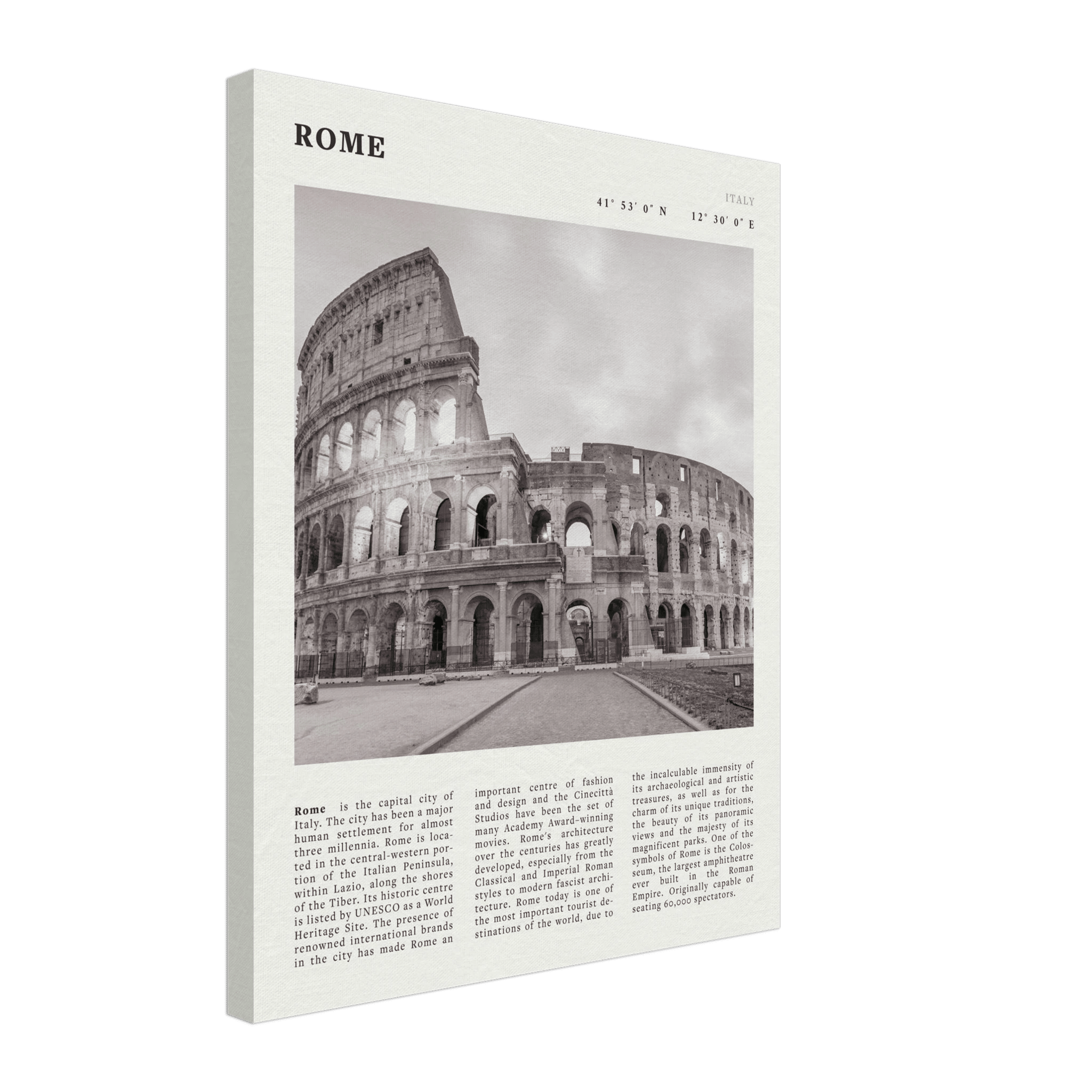 Rome Poster | Black & White Colosseum Wall Art | Italy Travel Print | Roman Decor - Evergreen Posters