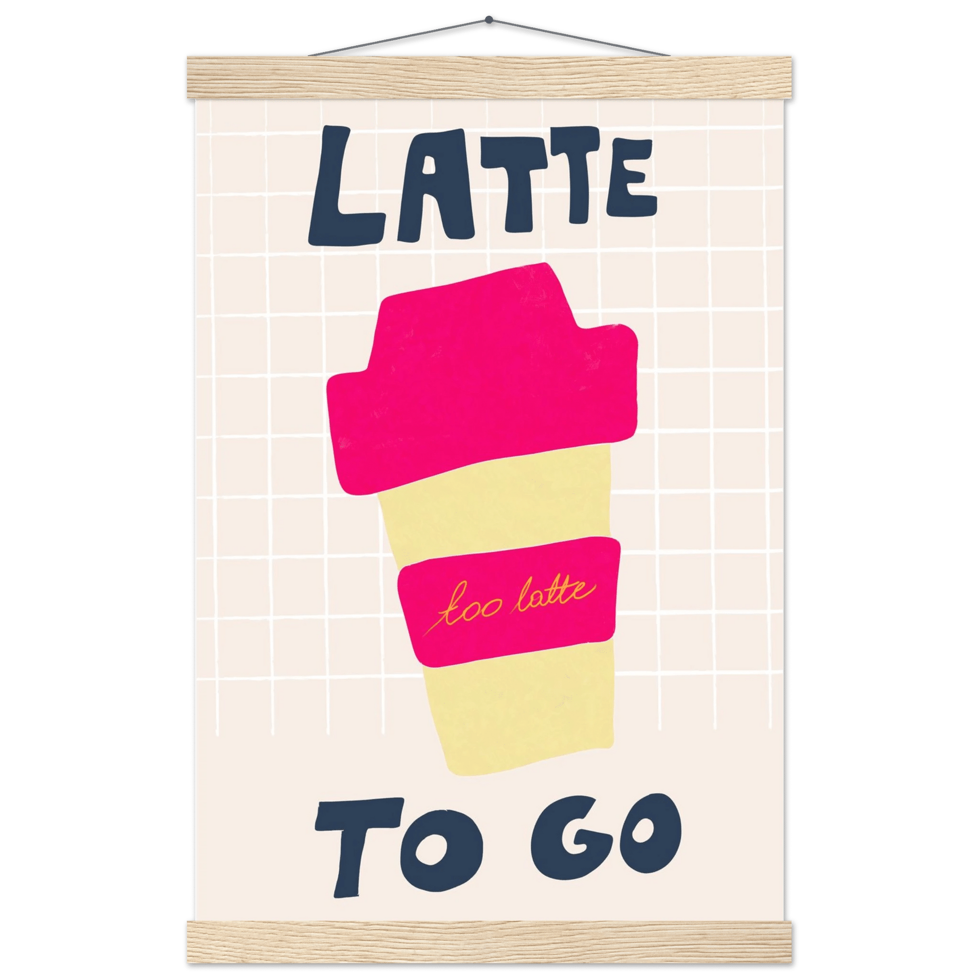 Latte To Go Poster – Playful Coffee Kitchen Wall Art Print (Digital & Printed Options) - Evergreen Posters