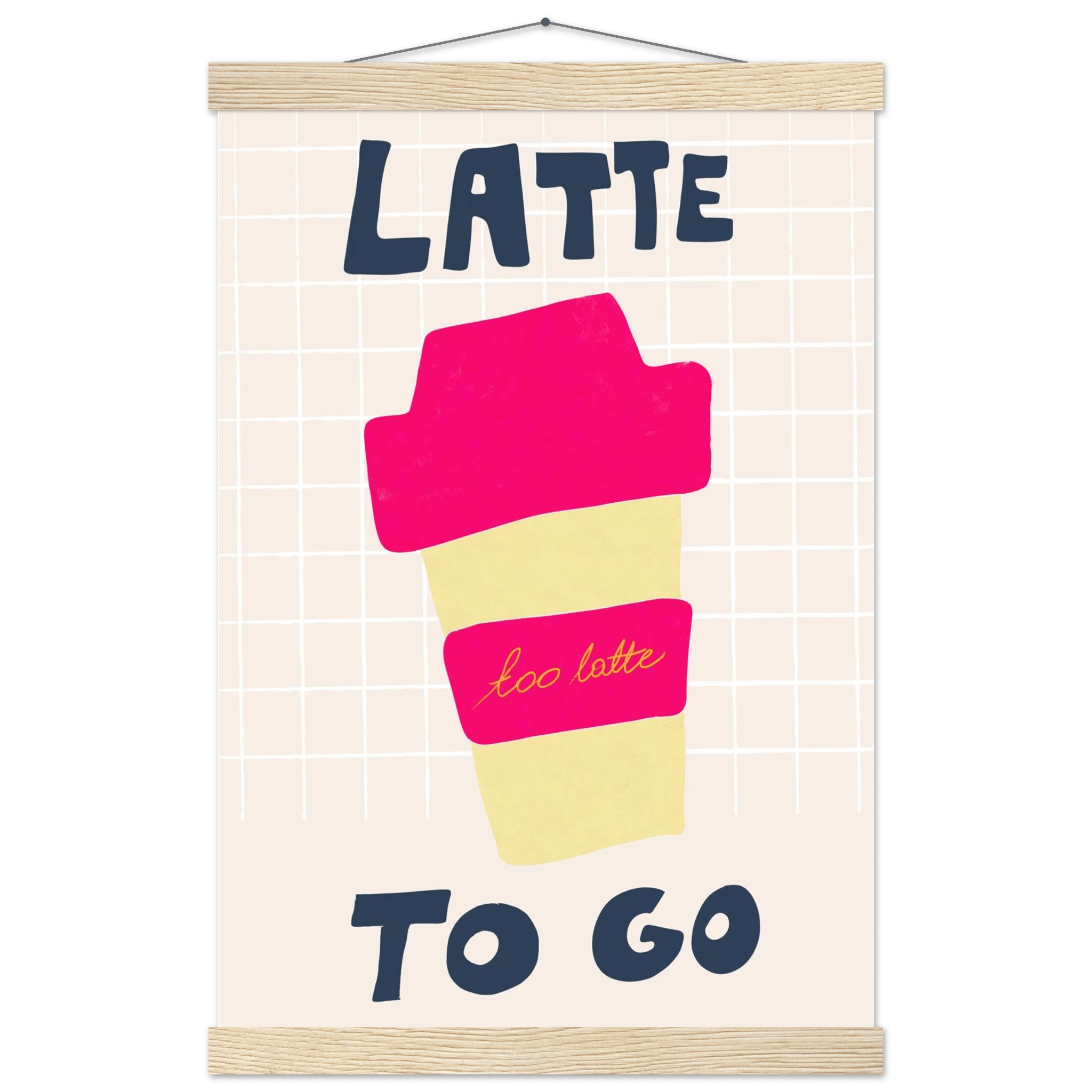 Latte To Go Poster – Playful Coffee Kitchen Wall Art Print (Digital & Printed Options) - Evergreen Posters