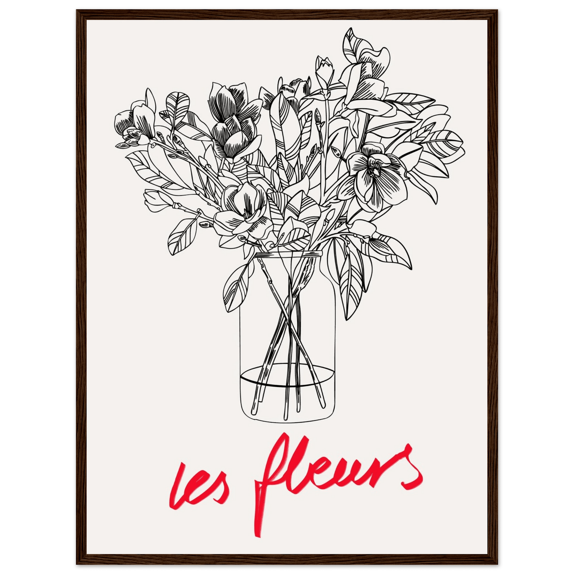 Les Fleurs Botanical Poster | French Flower Line Art Print | Minimalist Floral Wall Decor - Evergreen Posters