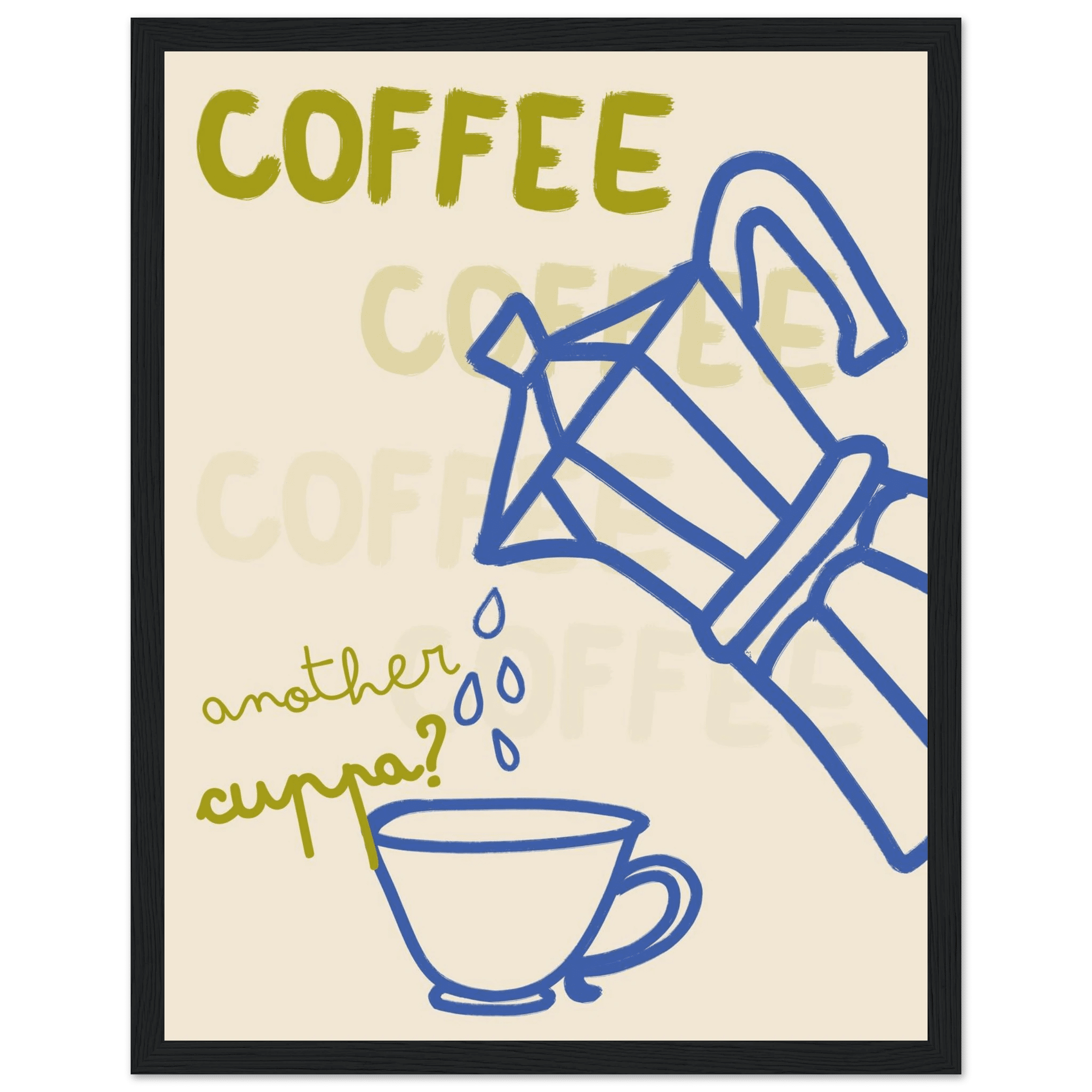 Coffee Print | Another Cuppa Moka Pot Wall Art | Kitchen Coffee Poster - Evergreen Posters