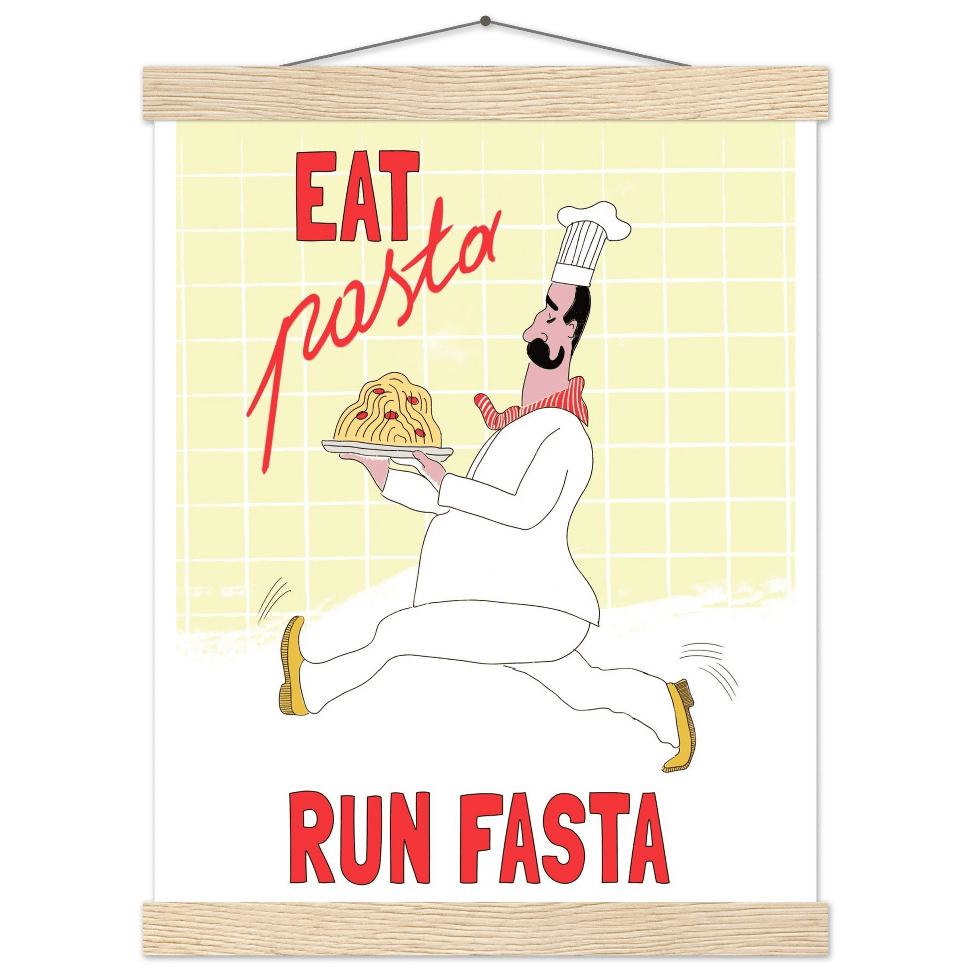 Eat Pasta Run Fasta Poster – Playful Kitchen Wall Art Print (Digital & Printed Options) - Evergreen Posters