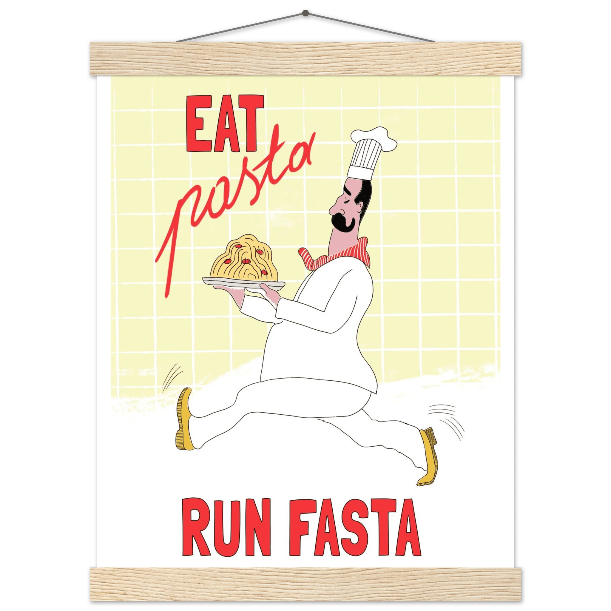Eat Pasta Run Fasta Poster – Playful Kitchen Wall Art Print (Digital & Printed Options) - Evergreen Posters