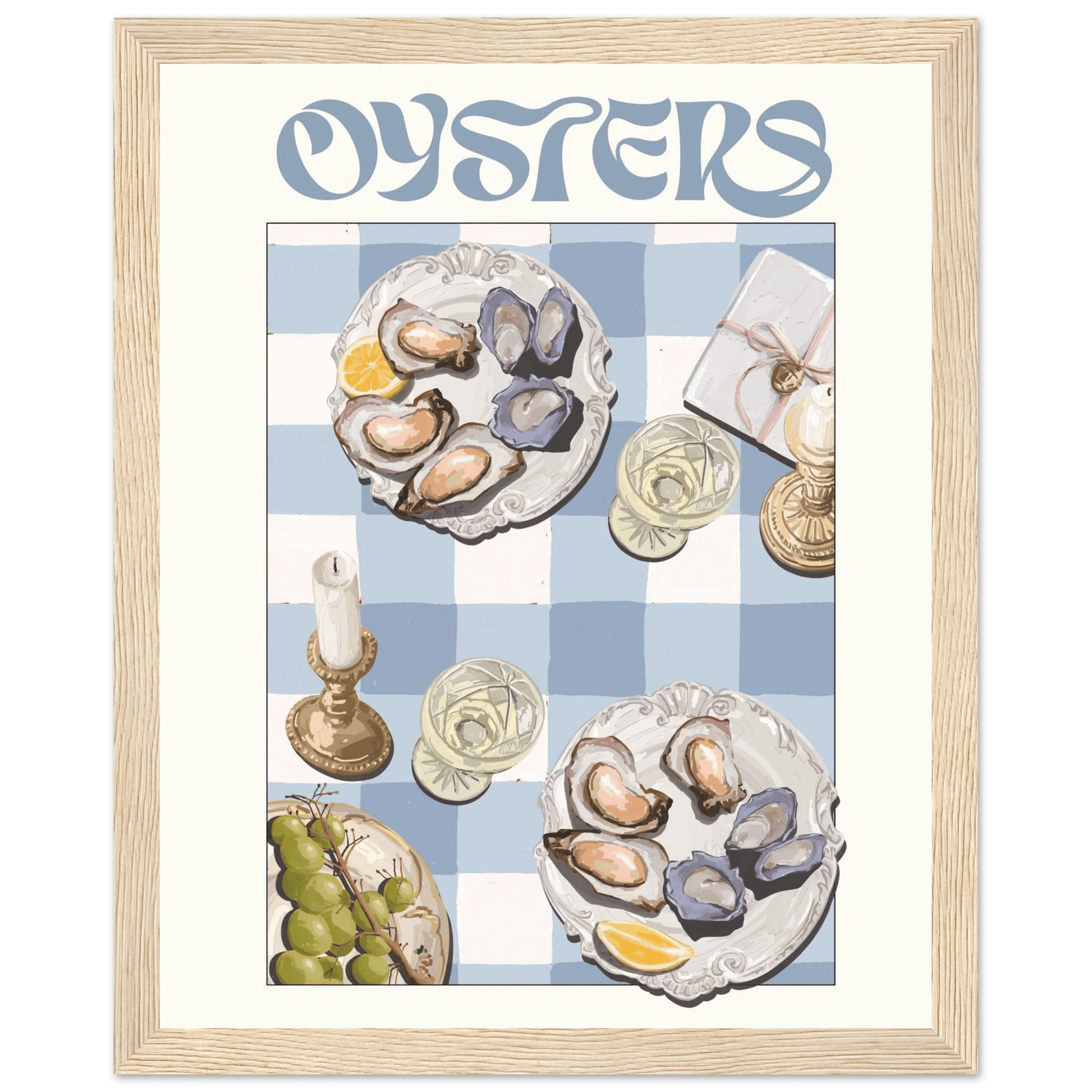 Oysters Poster – Playful Seafood Kitchen Wall Art Print (Digital & Printed Options) - Evergreen Posters