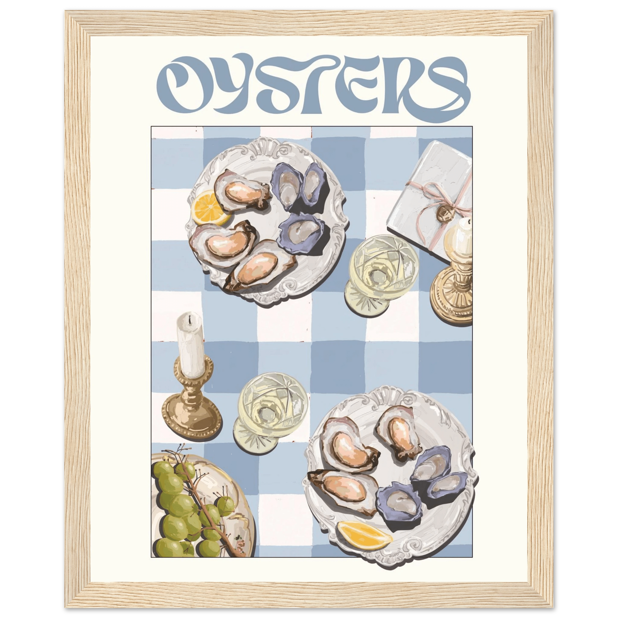 Oysters Poster – Playful Seafood Kitchen Wall Art Print (Digital & Printed Options) - Evergreen Posters