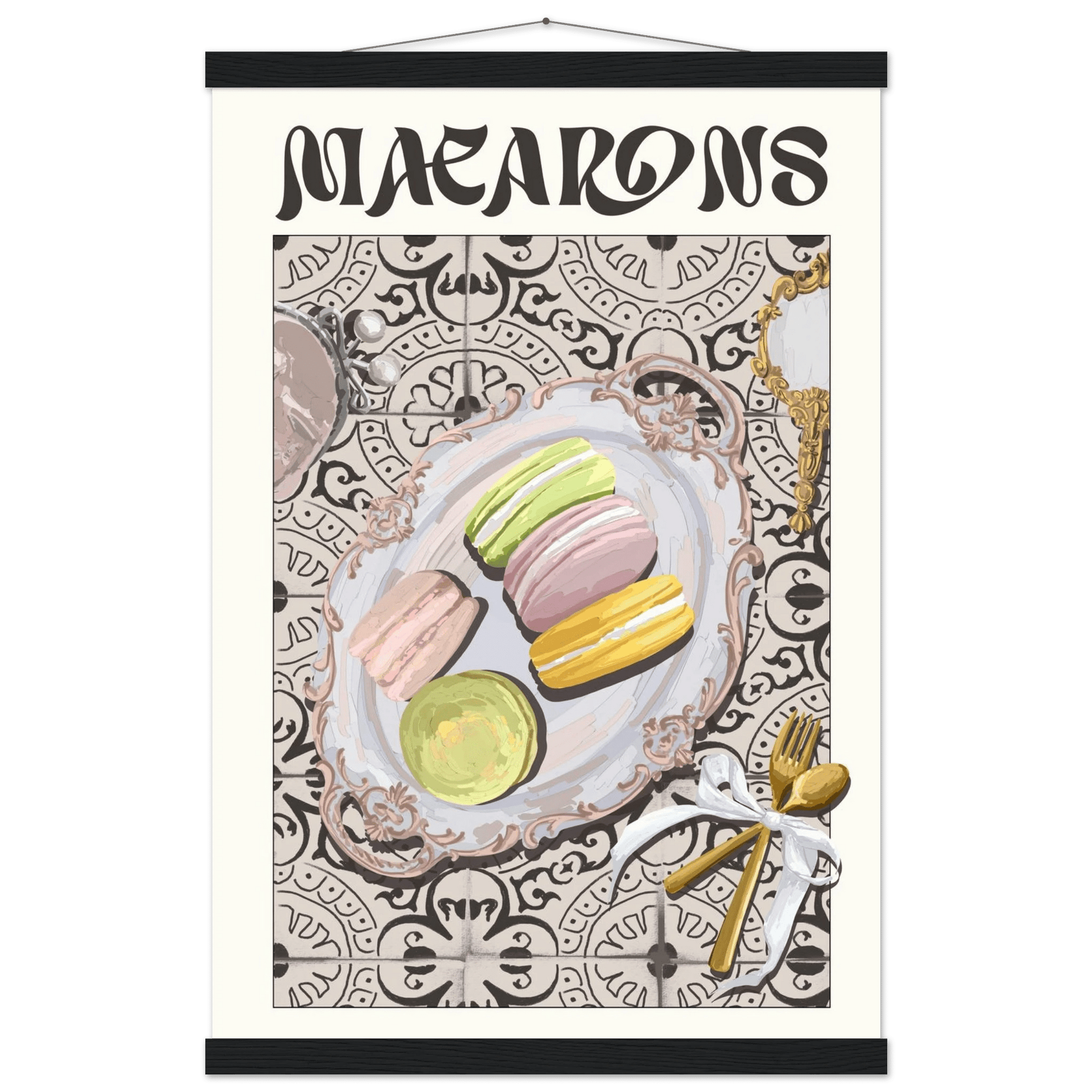 Macarons Poster – Playful French Patisserie Kitchen Wall Art Print (Digital & Printed Options) - Evergreen Posters