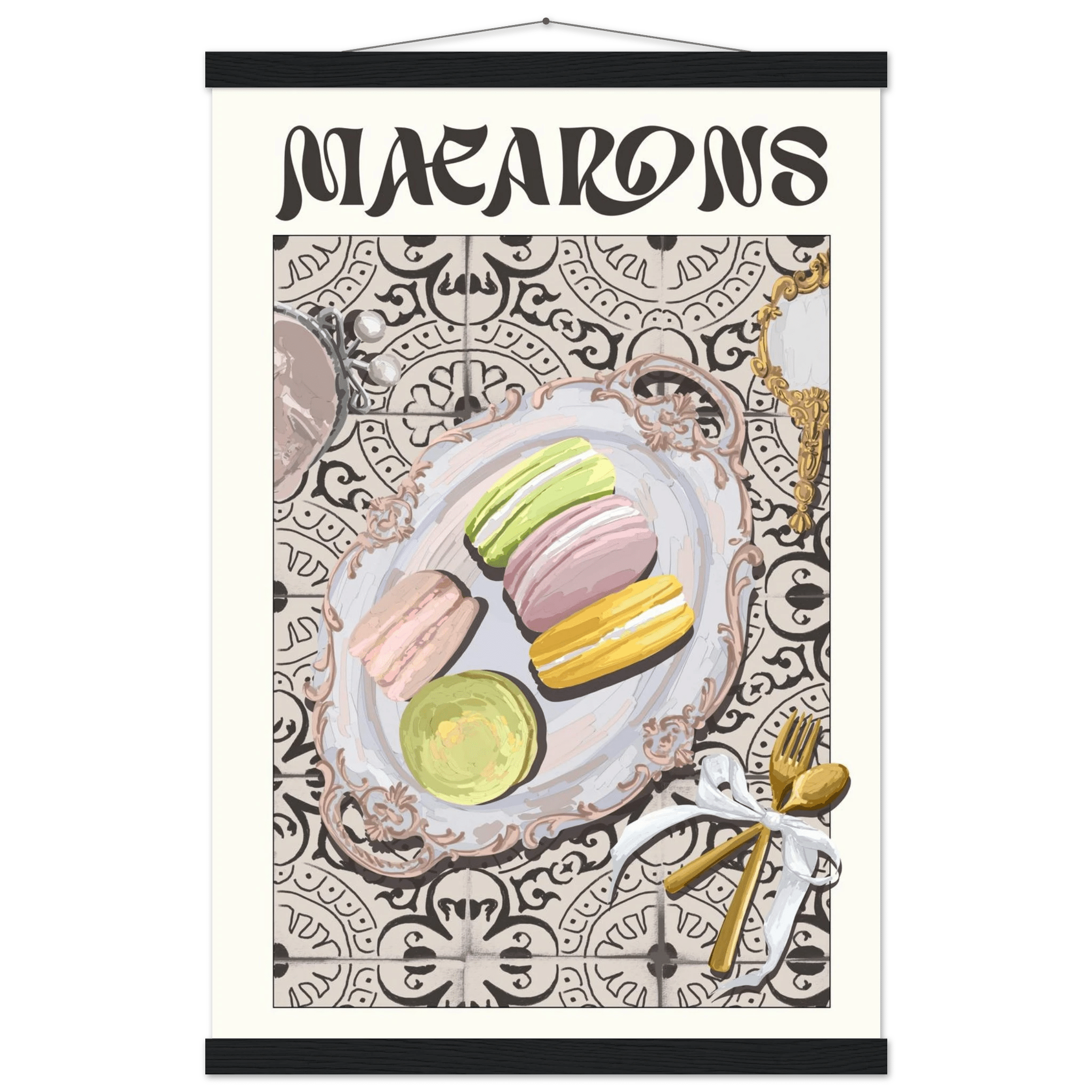 Macarons Poster – Playful French Patisserie Kitchen Wall Art Print (Digital & Printed Options) - Evergreen Posters