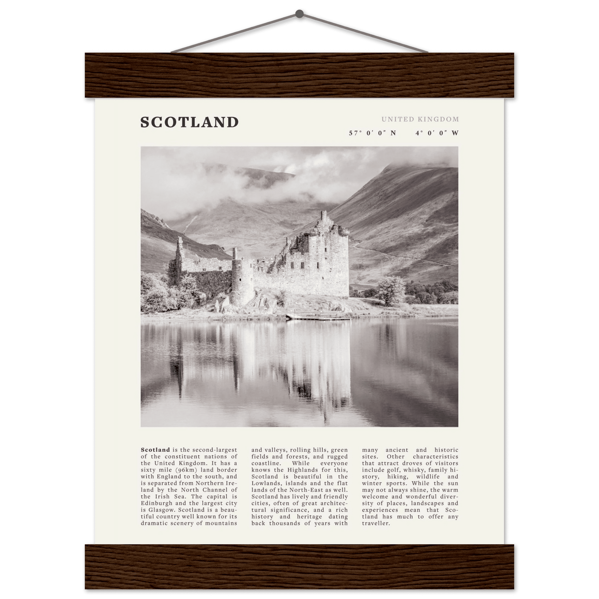Scotland Poster | Black & White Highland Castle Wall Art | UK Travel Print Decor - Evergreen Posters