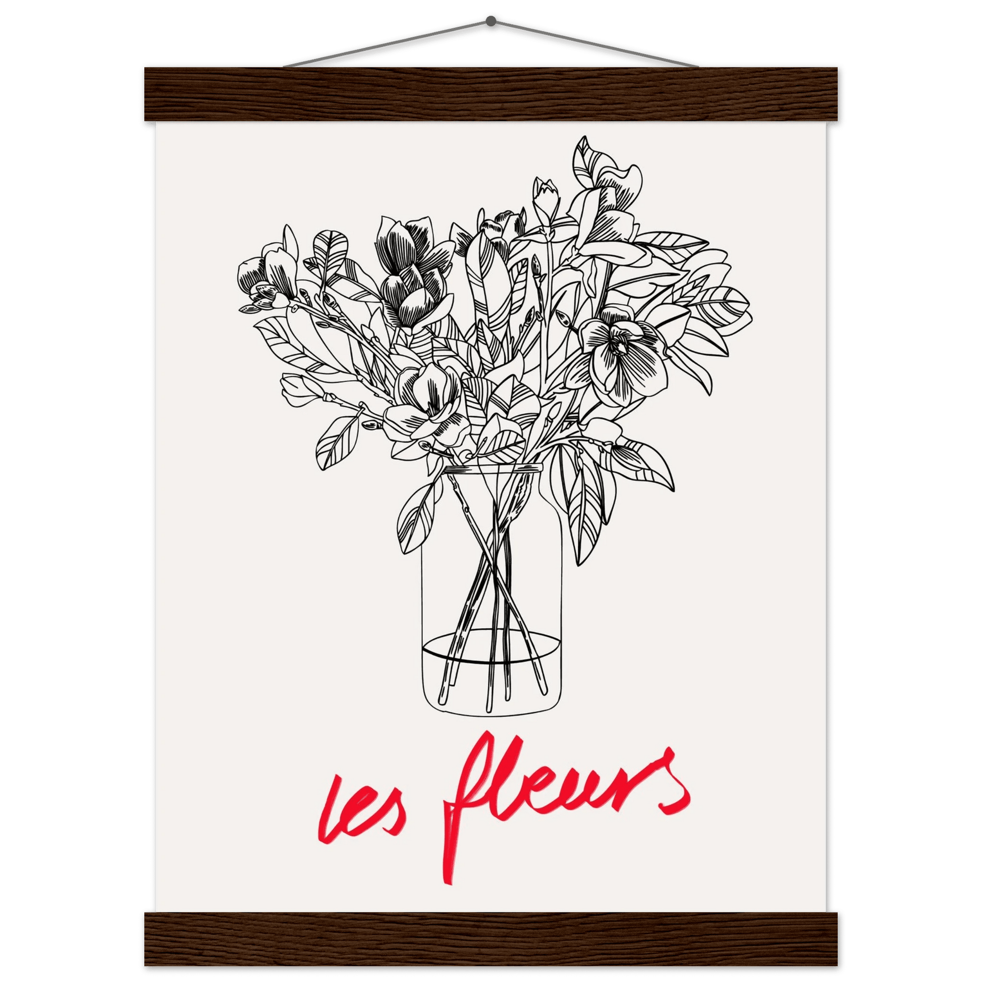 Les Fleurs Botanical Poster | French Flower Line Art Print | Minimalist Floral Wall Decor - Evergreen Posters