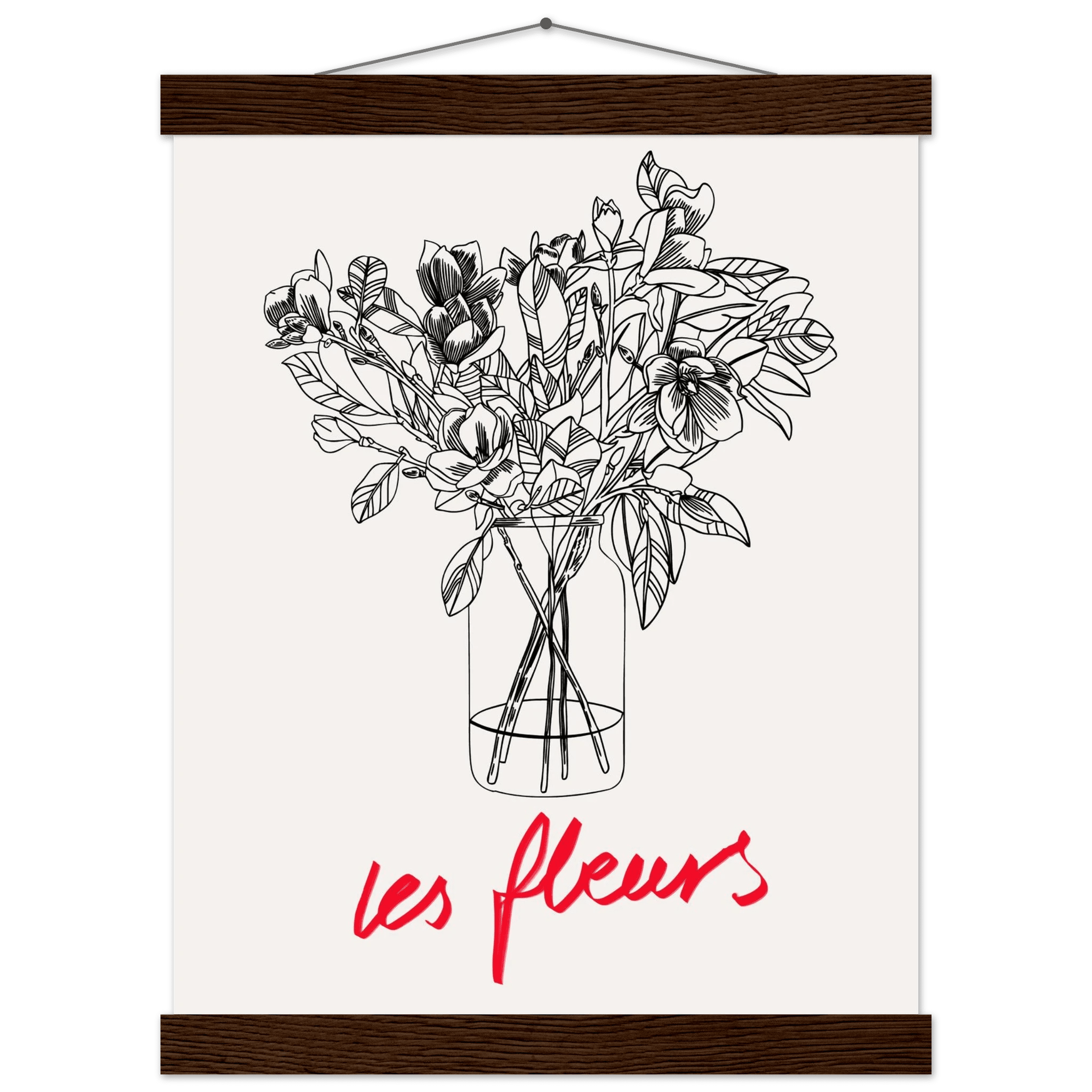 Les Fleurs Botanical Poster | French Flower Line Art Print | Minimalist Floral Wall Decor - Evergreen Posters