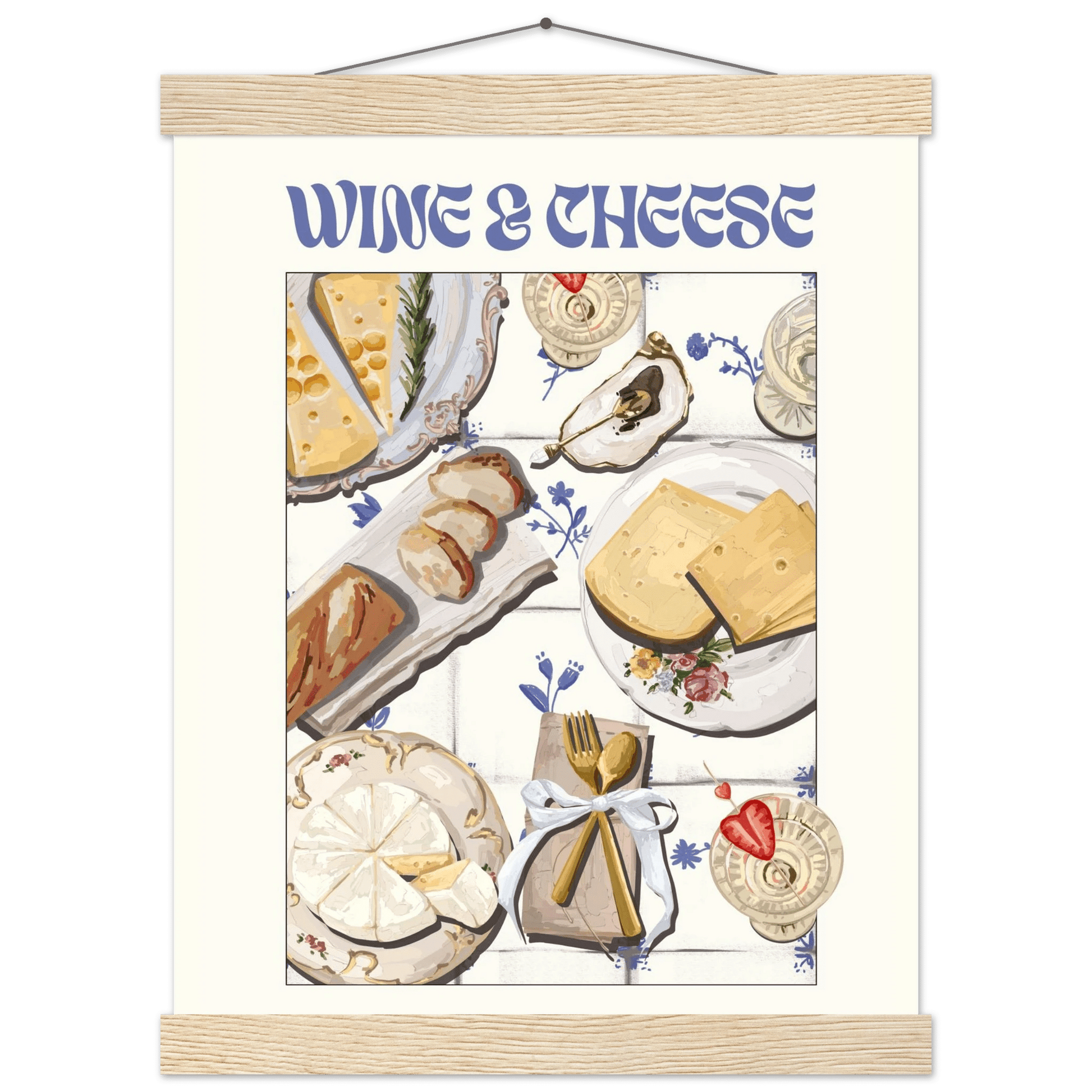 Wine & Cheese Poster – Elegant Kitchen & Dining Wall Art Print (Digital & Printed Options) - Evergreen Posters