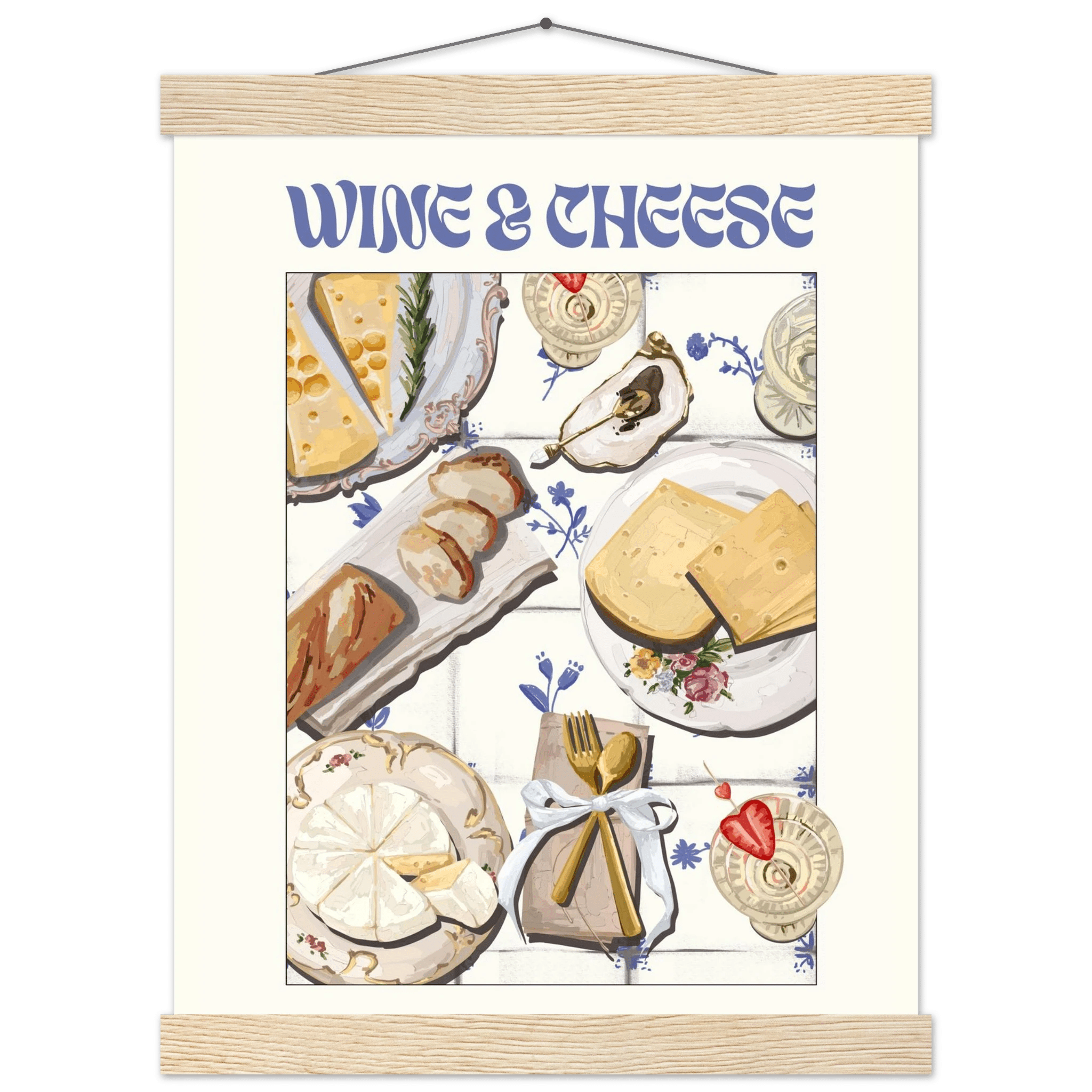 Wine & Cheese Poster – Elegant Kitchen & Dining Wall Art Print (Digital & Printed Options) - Evergreen Posters