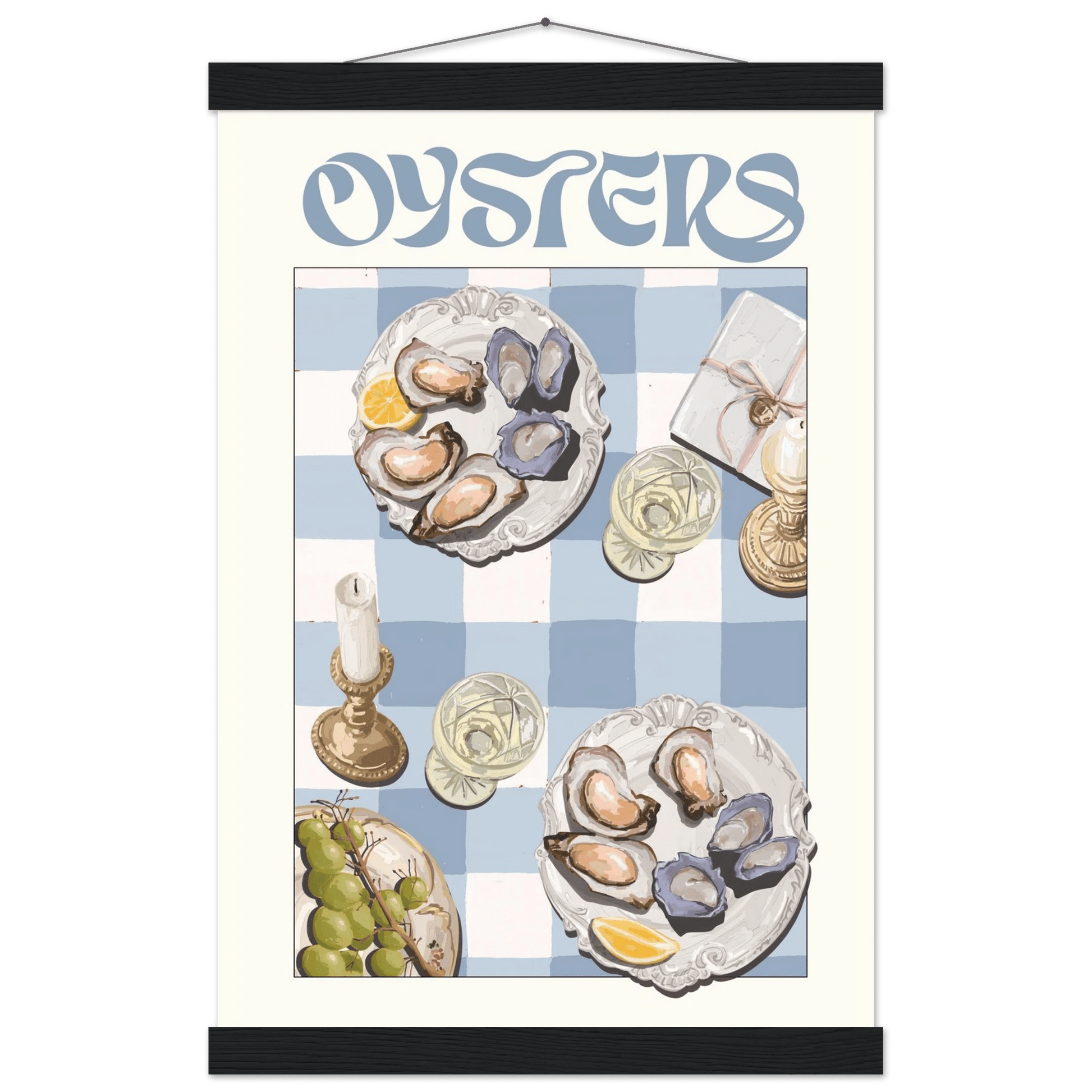 Oysters Poster – Playful Seafood Kitchen Wall Art Print (Digital & Printed Options) - Evergreen Posters