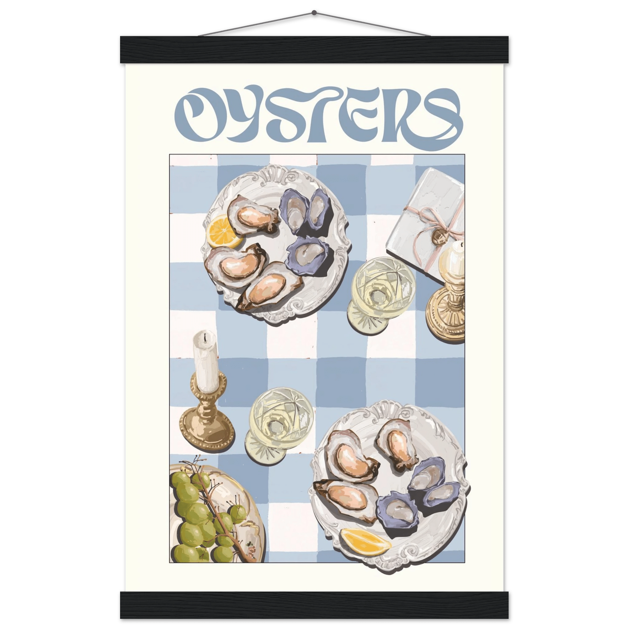 Oysters Poster – Playful Seafood Kitchen Wall Art Print (Digital & Printed Options) - Evergreen Posters