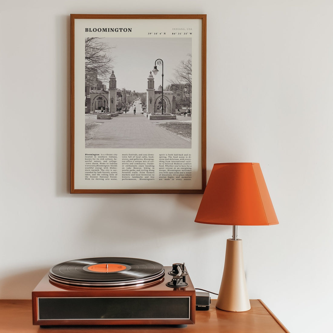 Bloomington Indiana Black and White Vintage Poster - Evergreen Posters