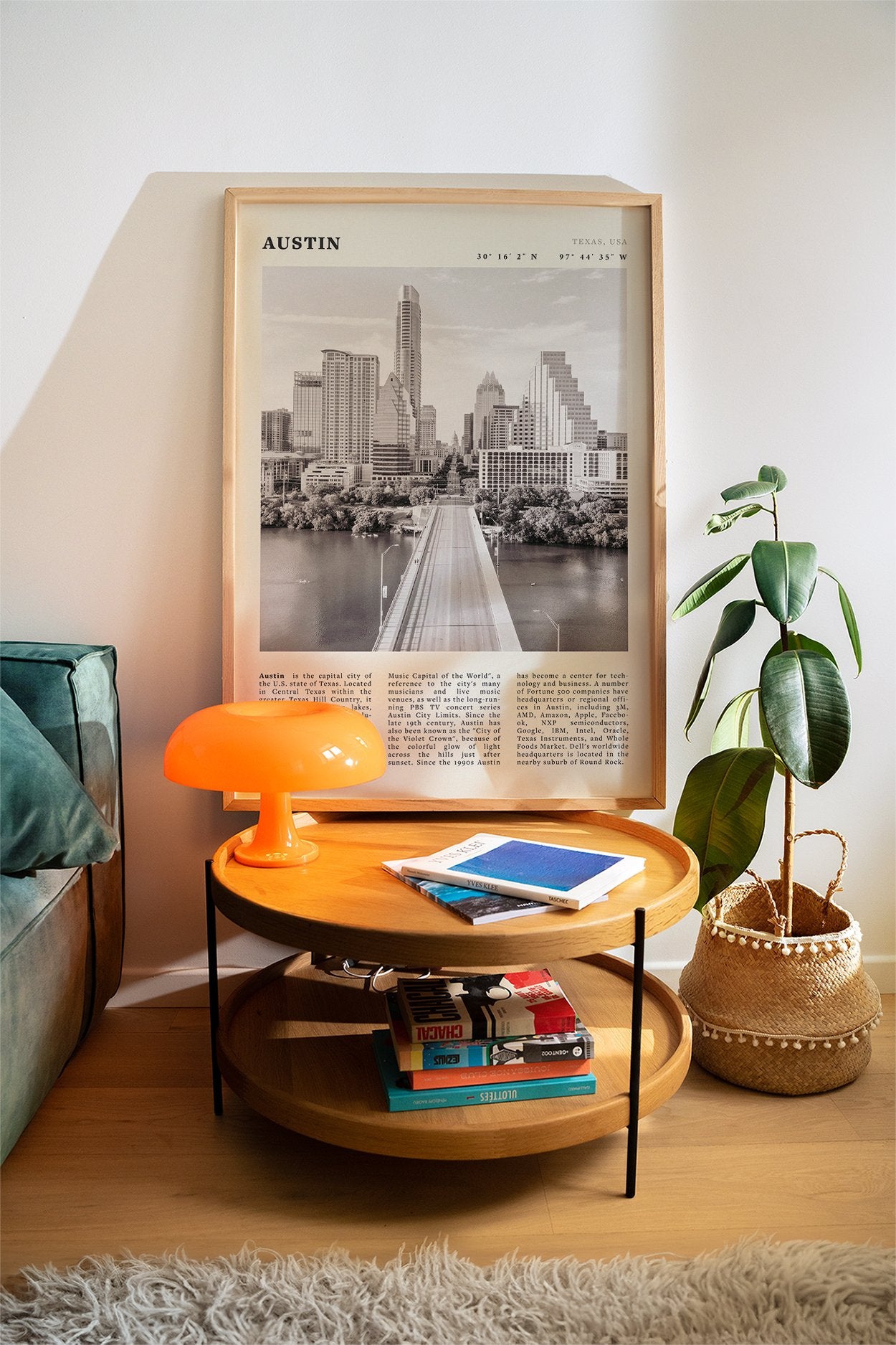 Austin Poster | Black & White Texas Skyline Wall Art | City Travel Print Decor - Evergreen Posters