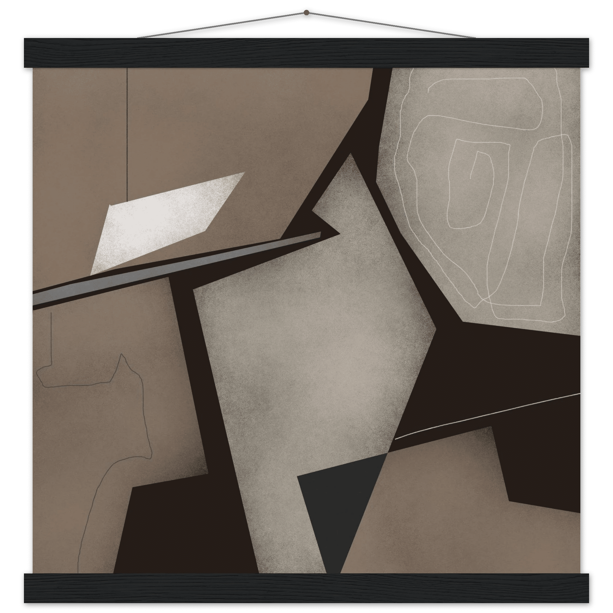 Taupe & Black Geometric Abstract Poster | Modern Square Wall Art | Neutral Decor Print - Evergreen Posters