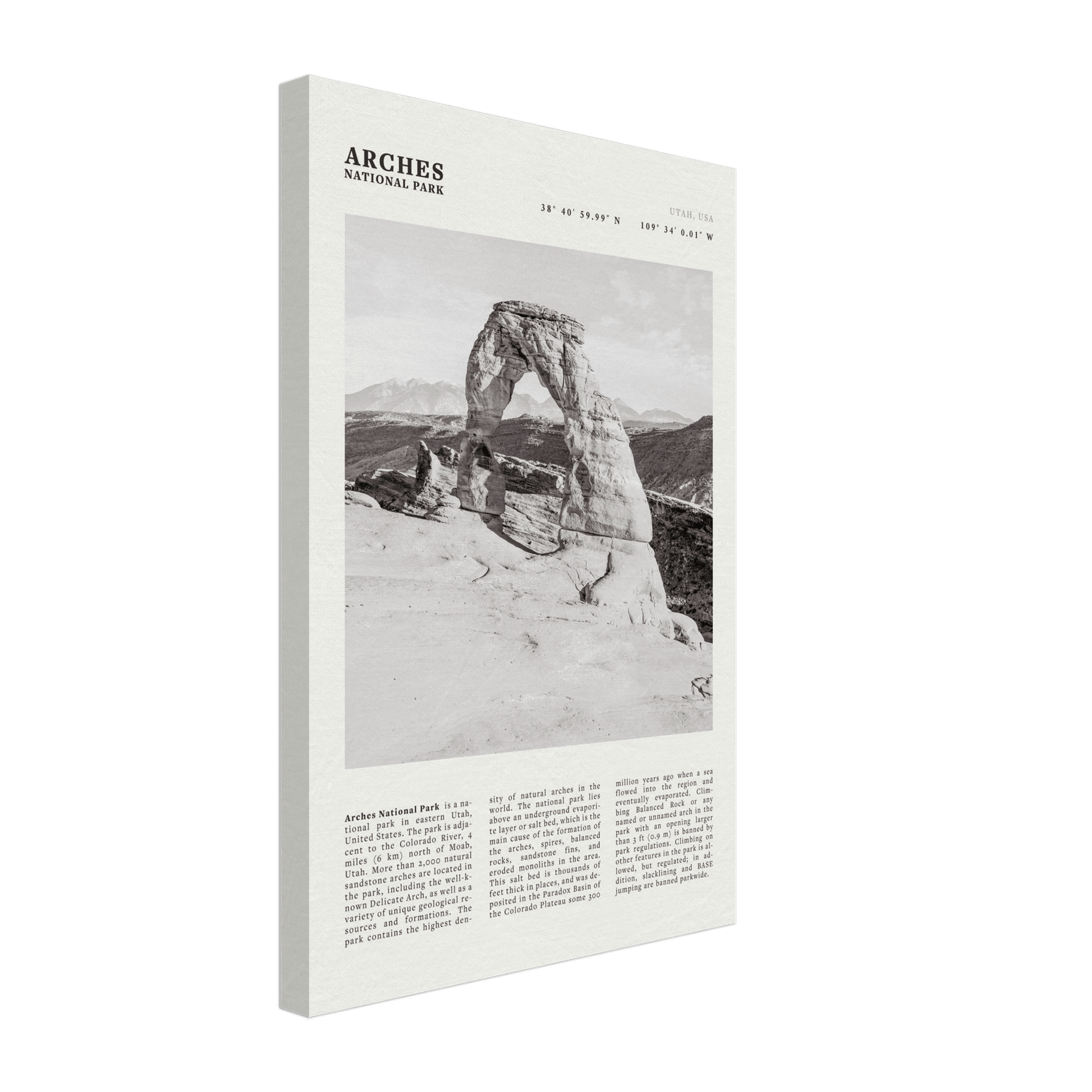 Arches National Park Poster | Black & White Utah Wall Art | Delicate Arch Print - Evergreen Posters