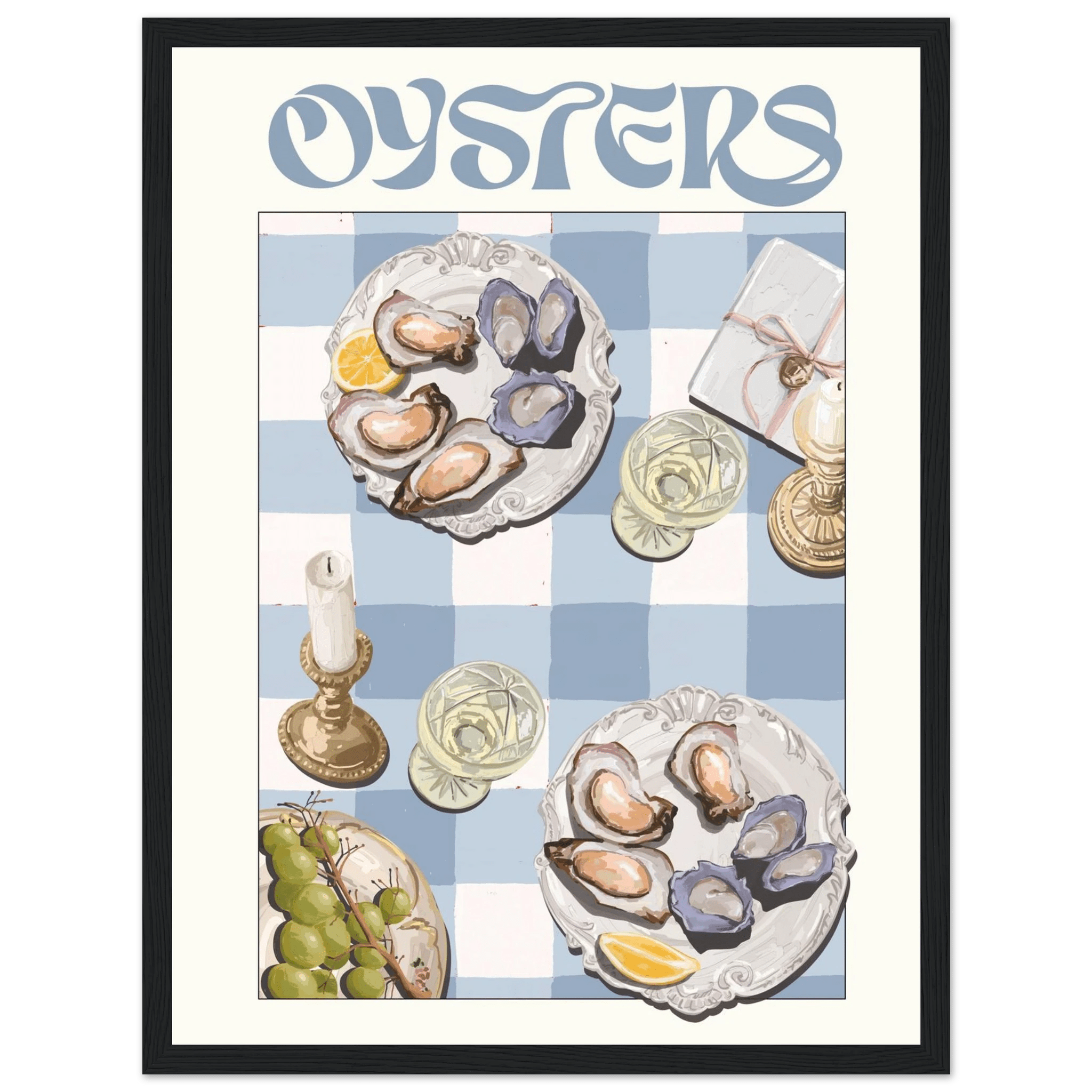 Oysters Poster – Playful Seafood Kitchen Wall Art Print (Digital & Printed Options) - Evergreen Posters