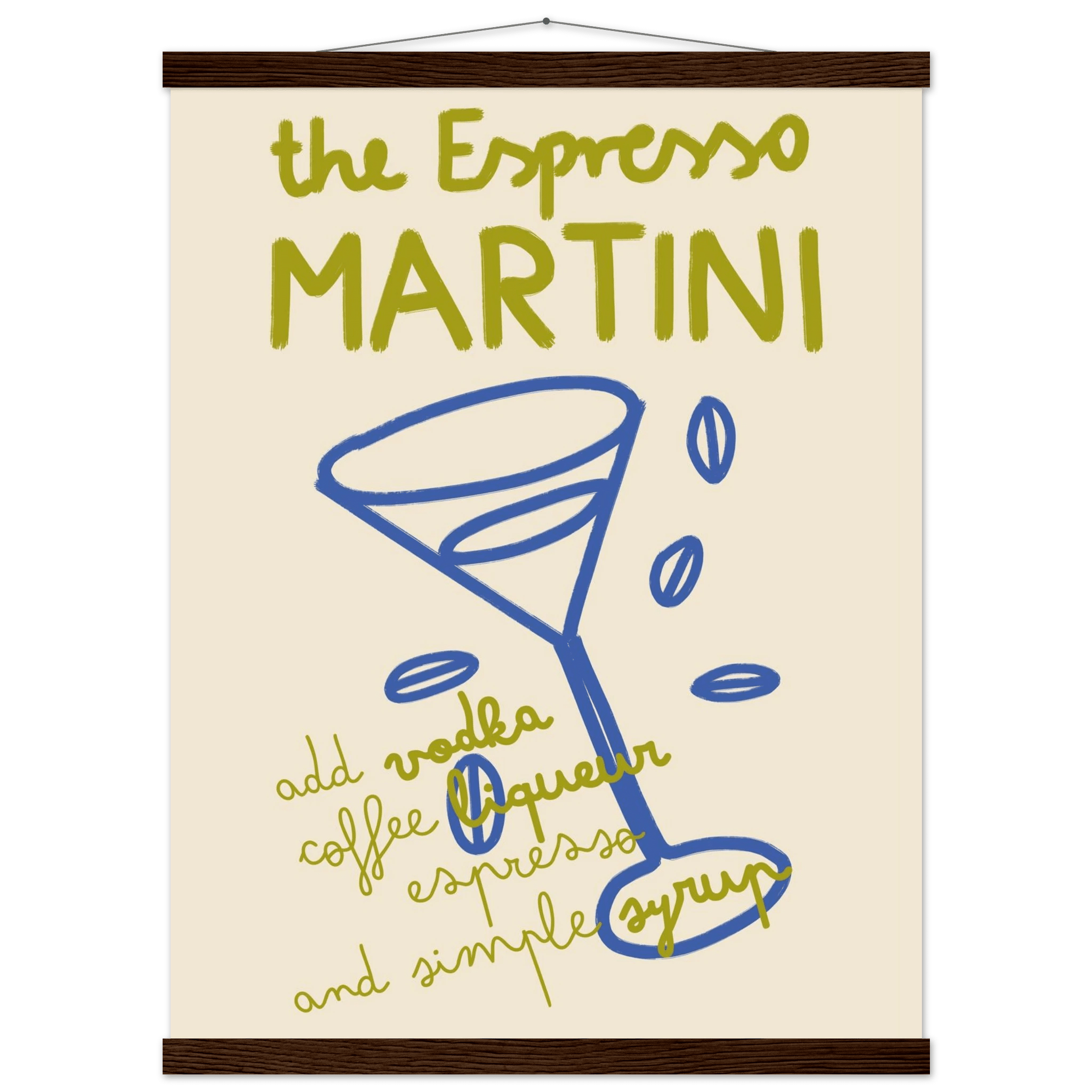 Espresso Martini Print | Cocktail Recipe Wall Art | Kitchen Bar Poster - Evergreen Posters