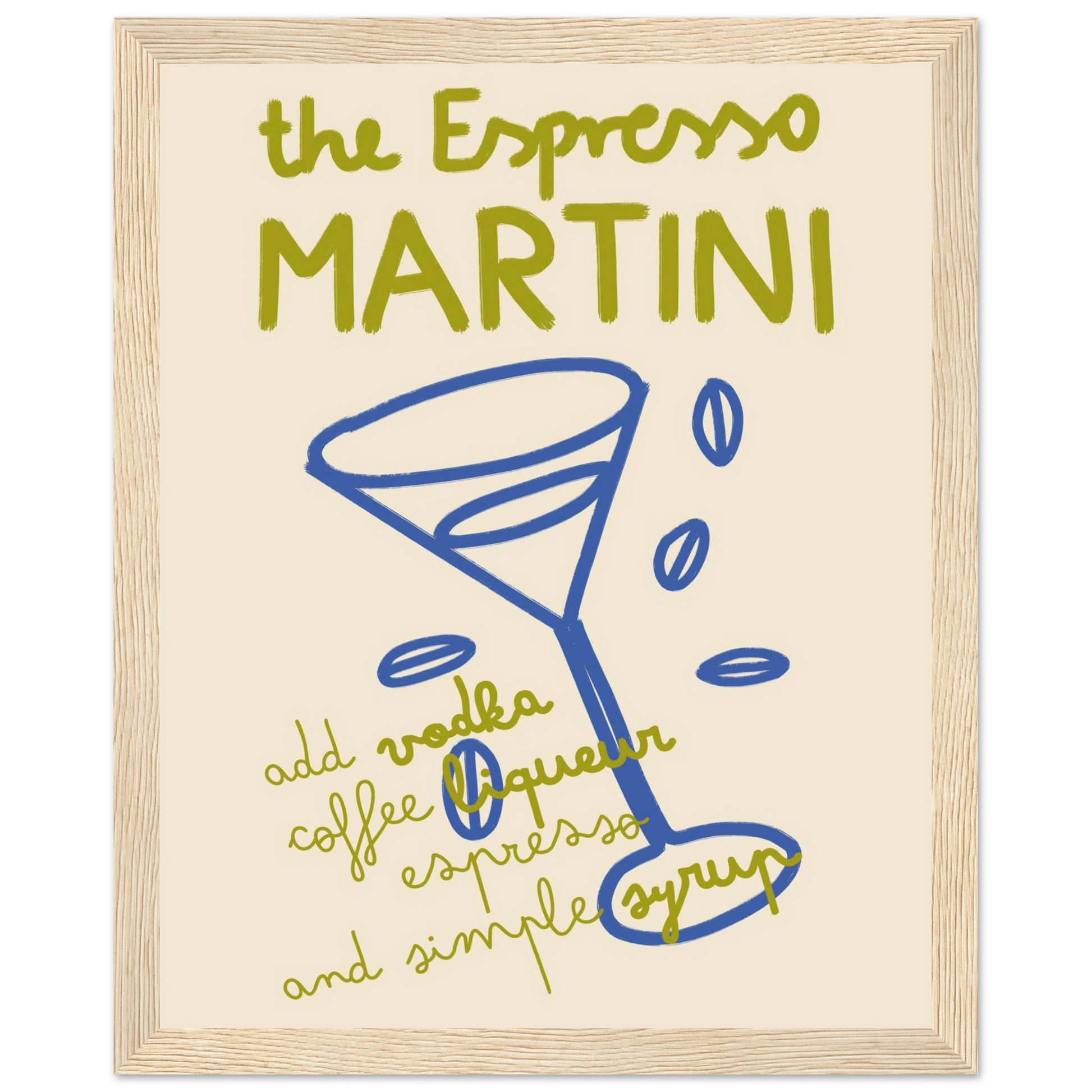 Espresso Martini Print | Cocktail Recipe Wall Art | Kitchen Bar Poster - Evergreen Posters