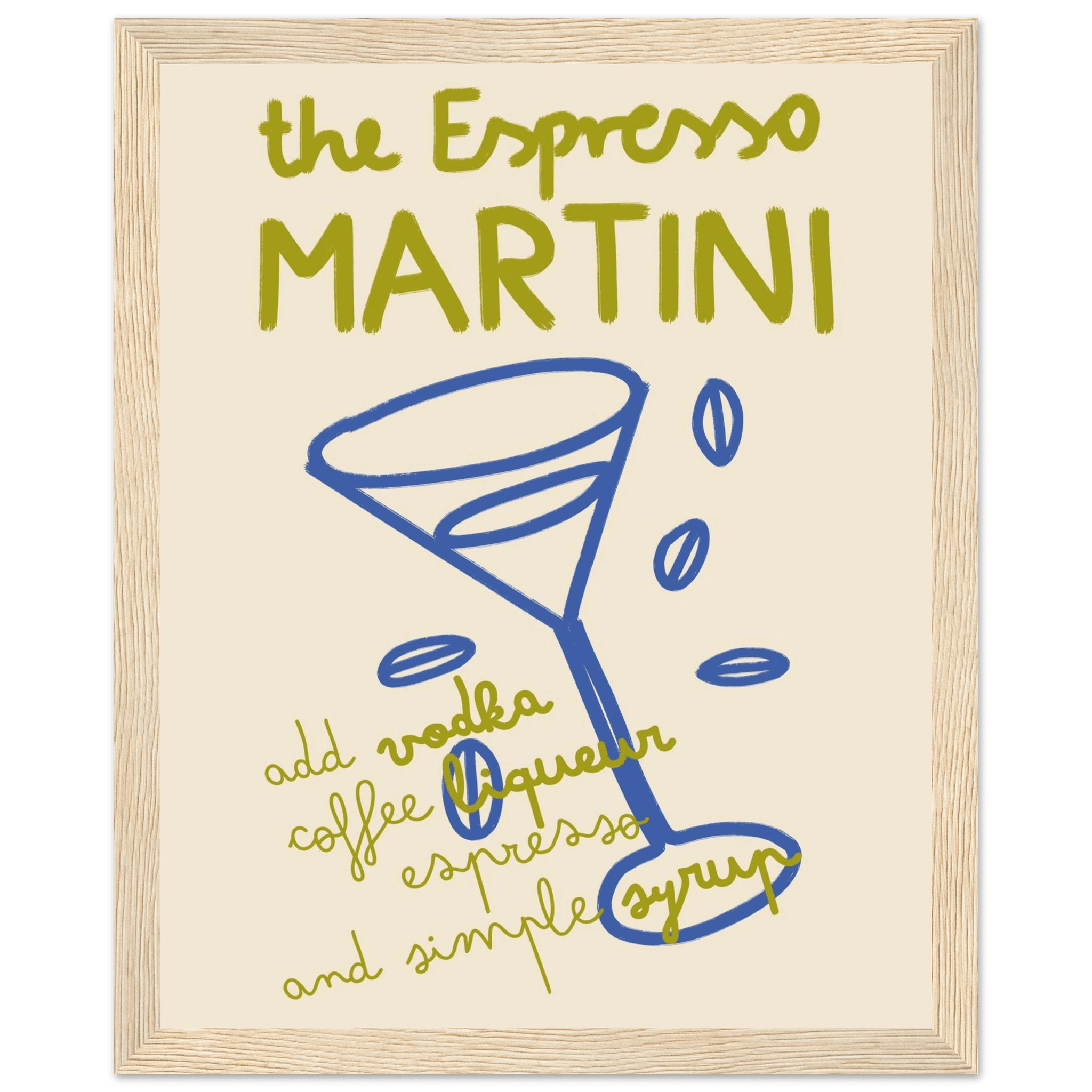 Espresso Martini Print | Cocktail Recipe Wall Art | Kitchen Bar Poster - Evergreen Posters